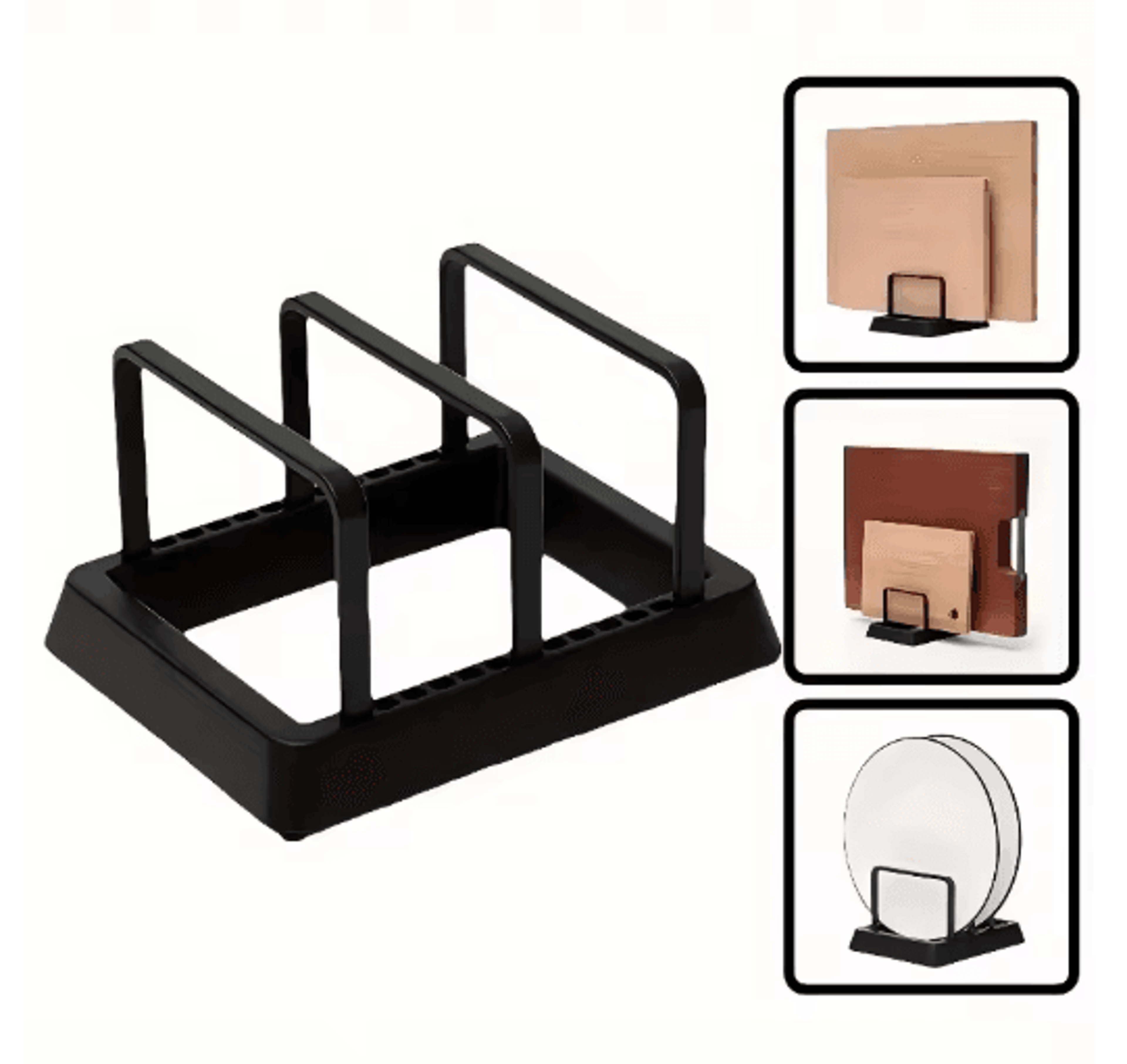 3in1 Kitchen Organizer Rack Space Saving Countertop Drying And Storage For Pots Lids And Boards 0