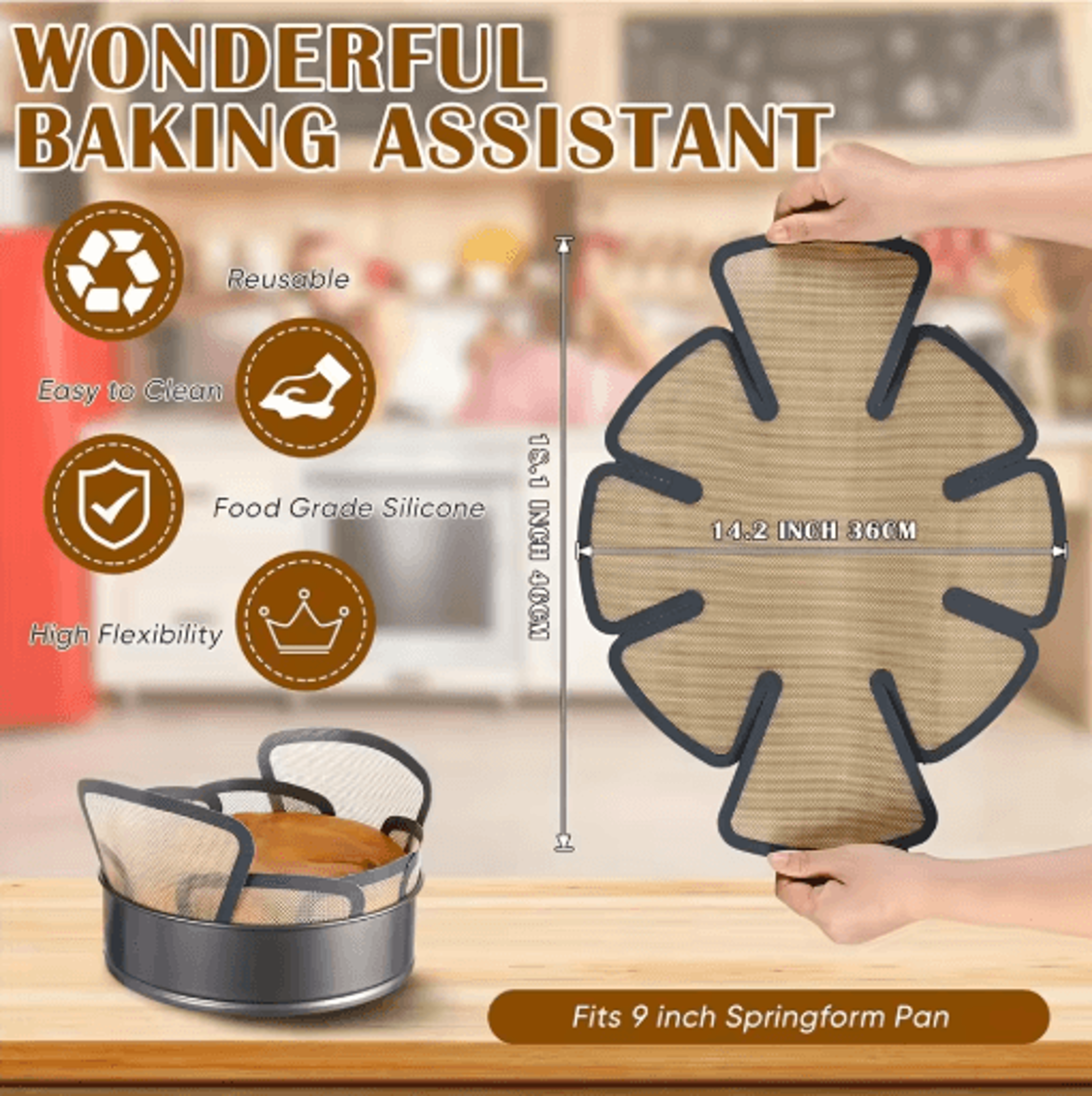 Reusable Silicone Bread Pan Liner Non Stick Baking Mat With Safety Edge And Handle 4