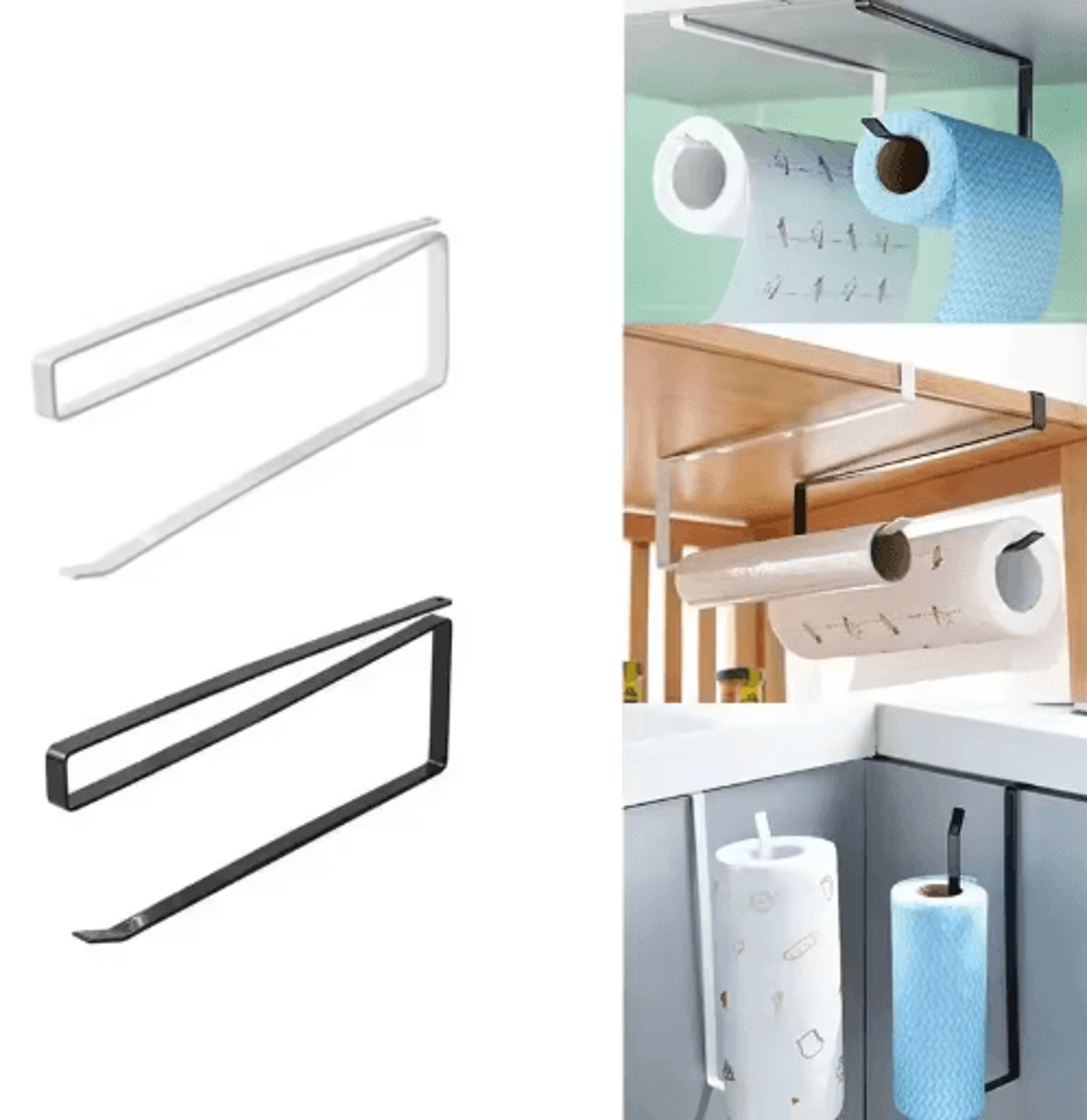 Wall Mounted Paper Roll Holder No Drill Kitchen And Bathroom Storage Rack 6