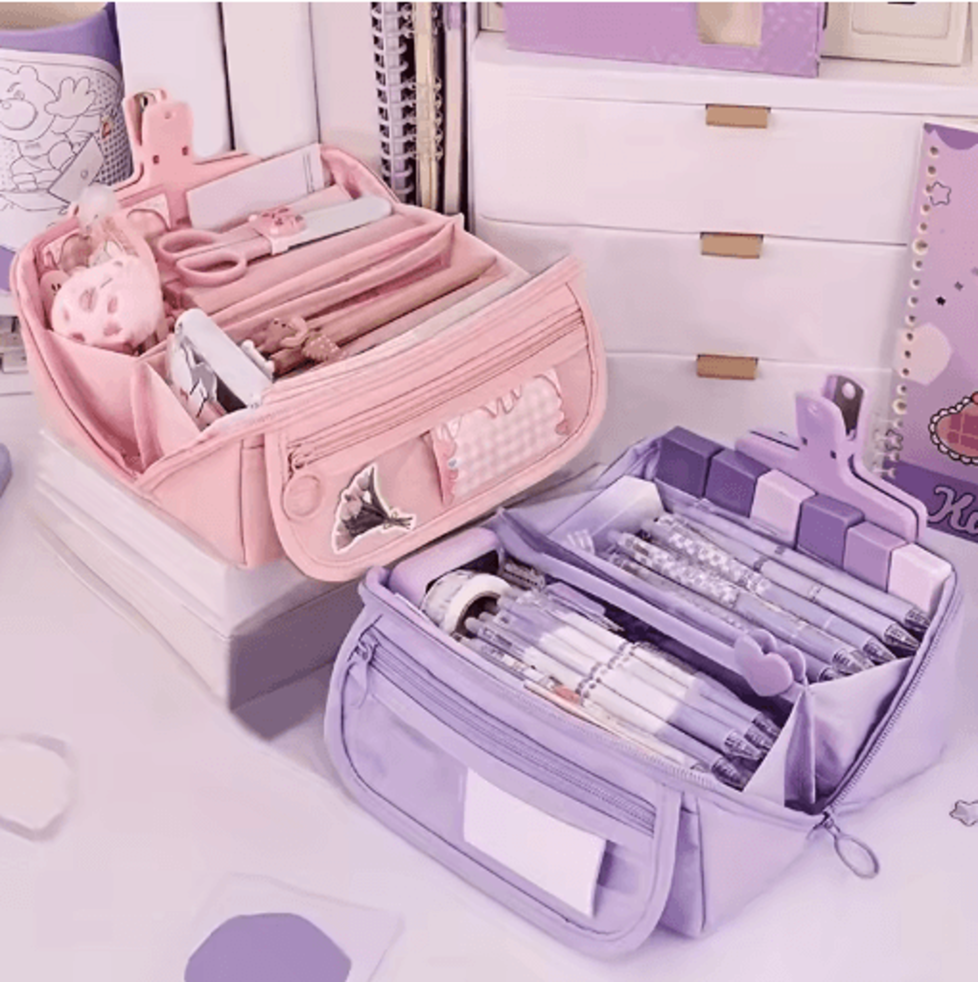 Large Capacity Pencil Case Durable Tabletop Stationery Storage Box For Study And Work 5