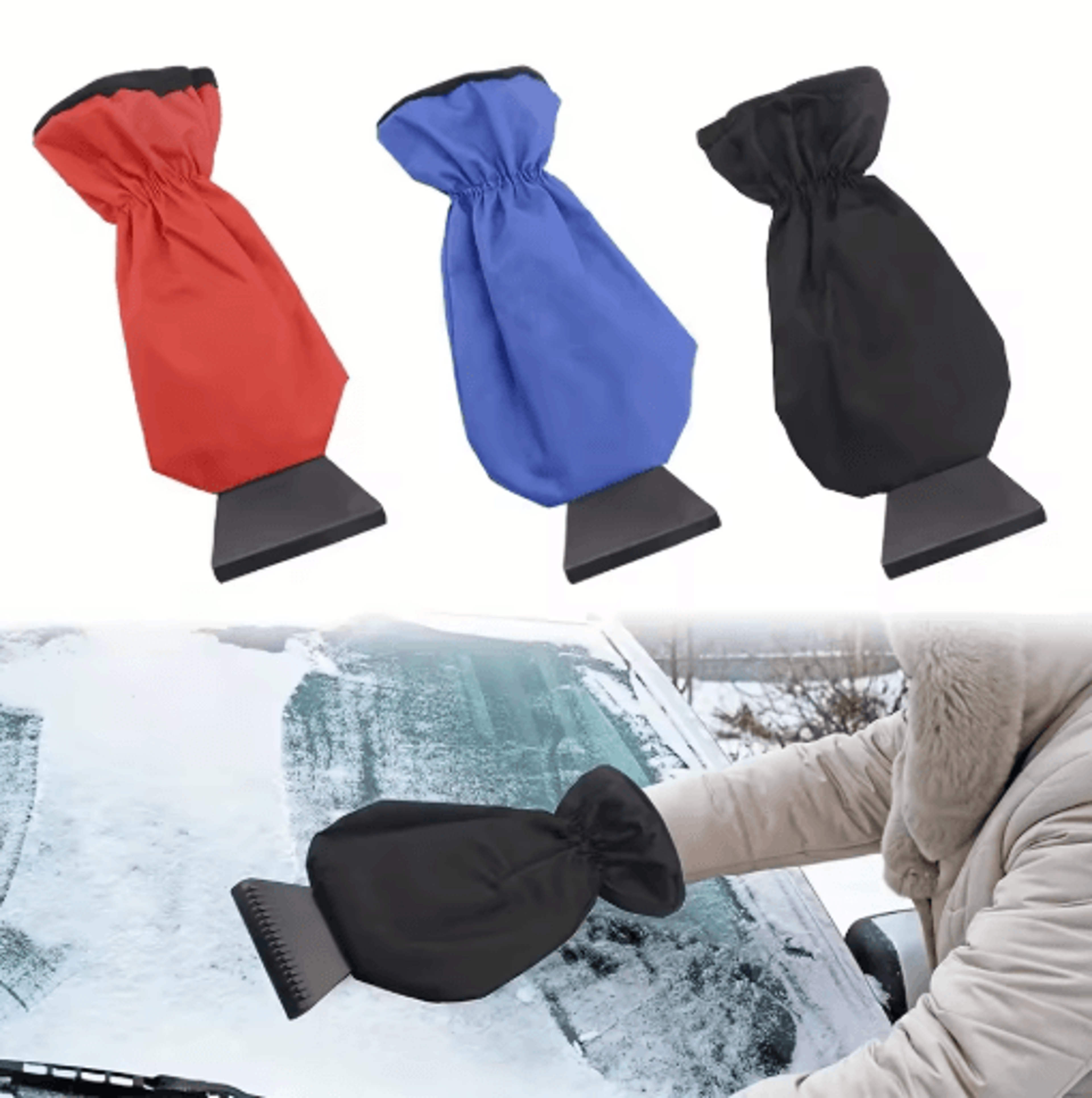 All In One Car Ice Scraper AND Snow Brush With Thermal Gloves Heavy Duty Winter Snow Removal Kit 2