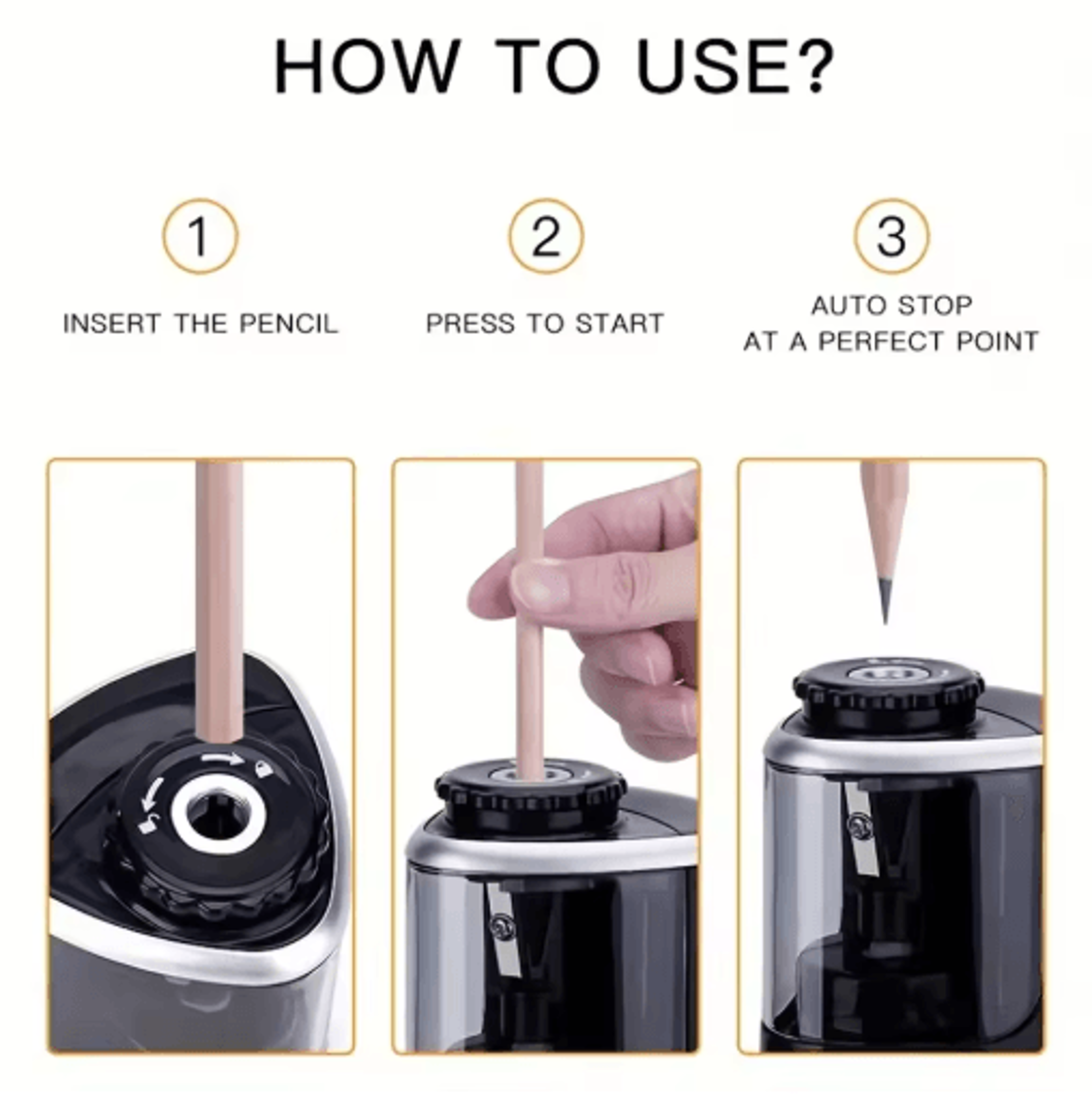 Electric Desktop Pencil Sharpener Automatic Sharpener For 6 To 8mm Pencils 4