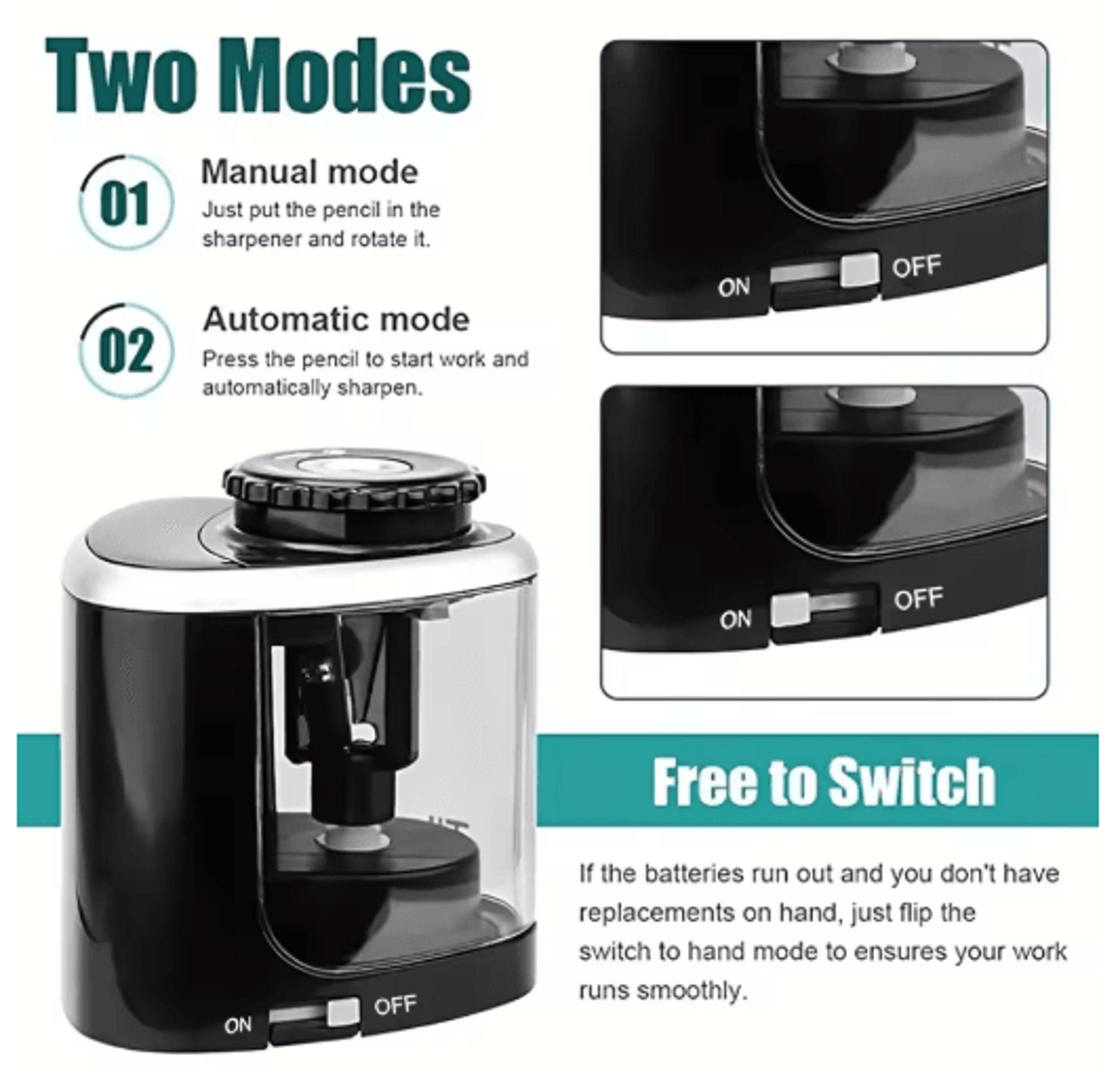 Electric Desktop Pencil Sharpener Automatic Sharpener For 6 To 8mm Pencils 6