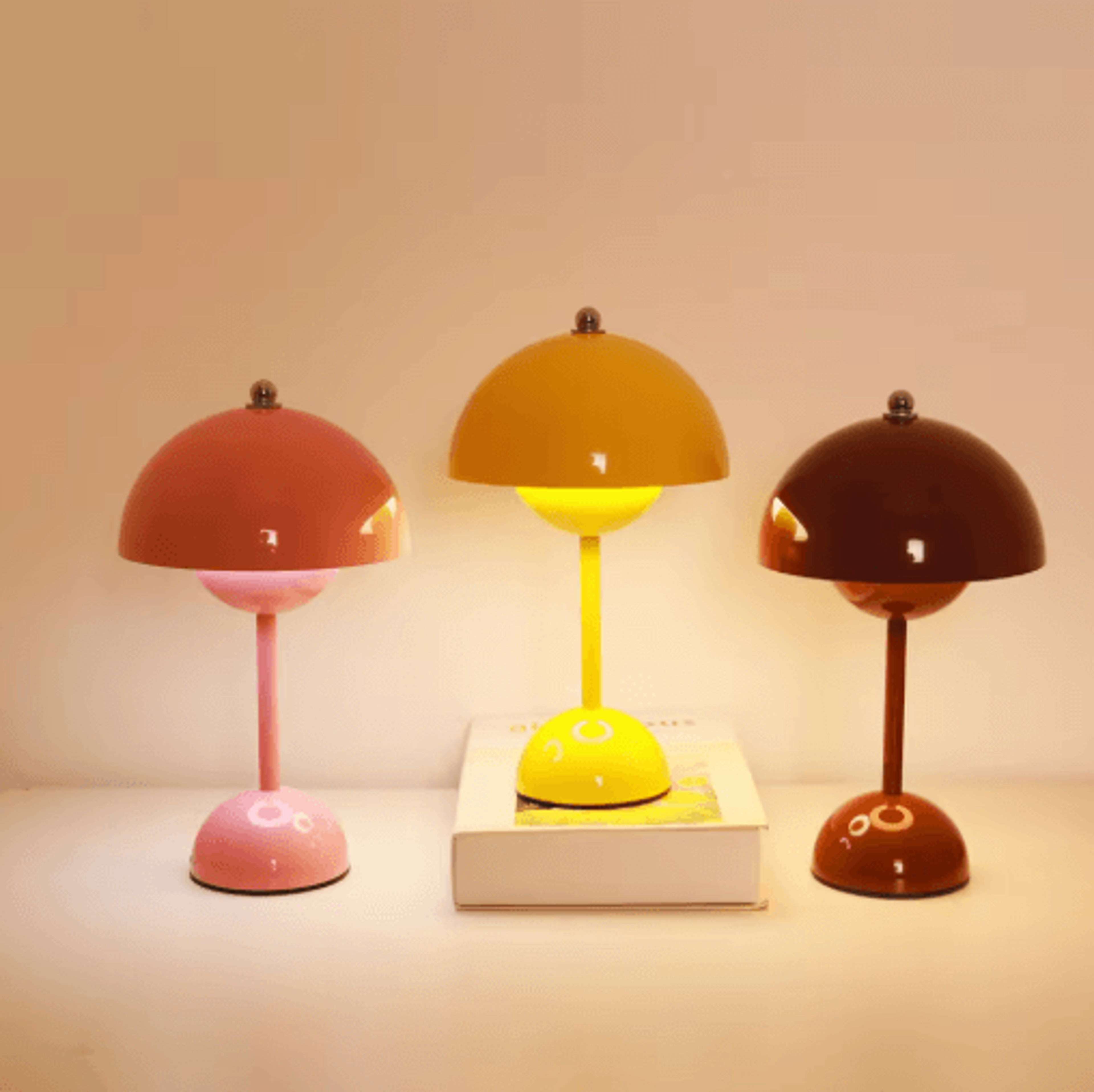 USB Rechargeable LED Flower Bud Desk Lamp Touch Control Three Color Ambient Light 0