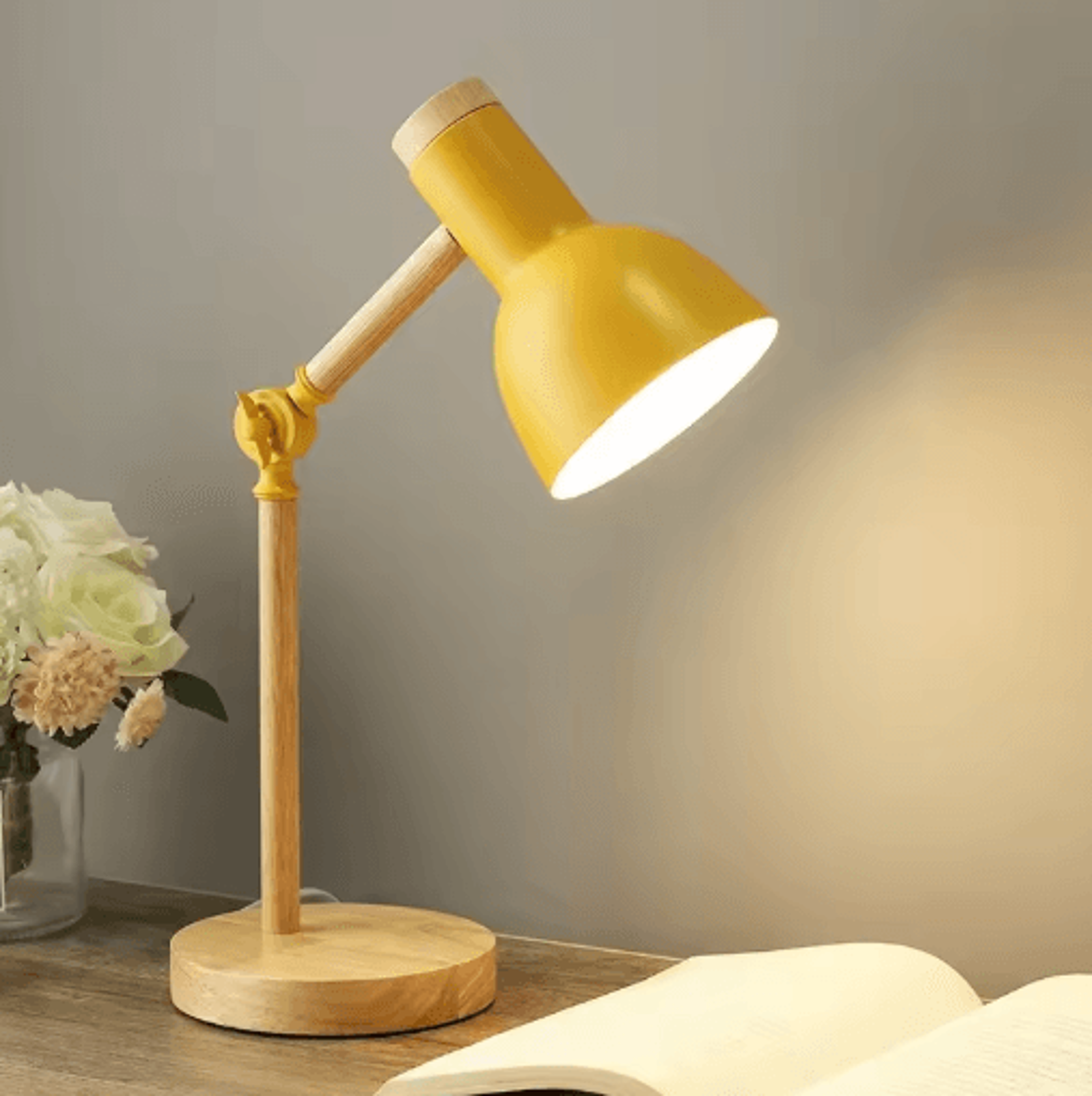 Nordic Wooden LED Table Lamp Adjustable Head Desk Light With Eye Protection 7