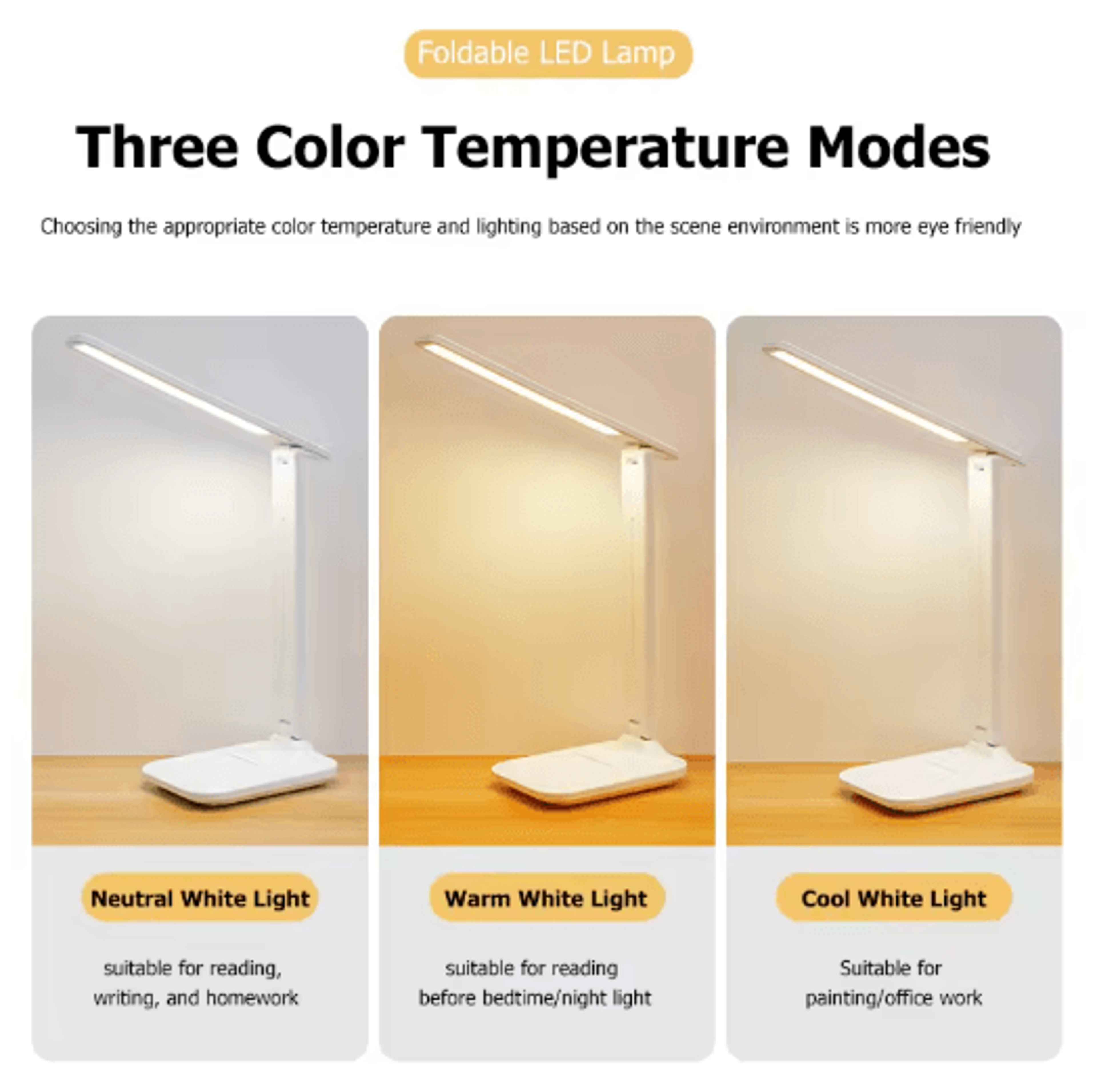 USB Foldable Table Lamp Dimmable Study And Bedside Reading Light For Students 2