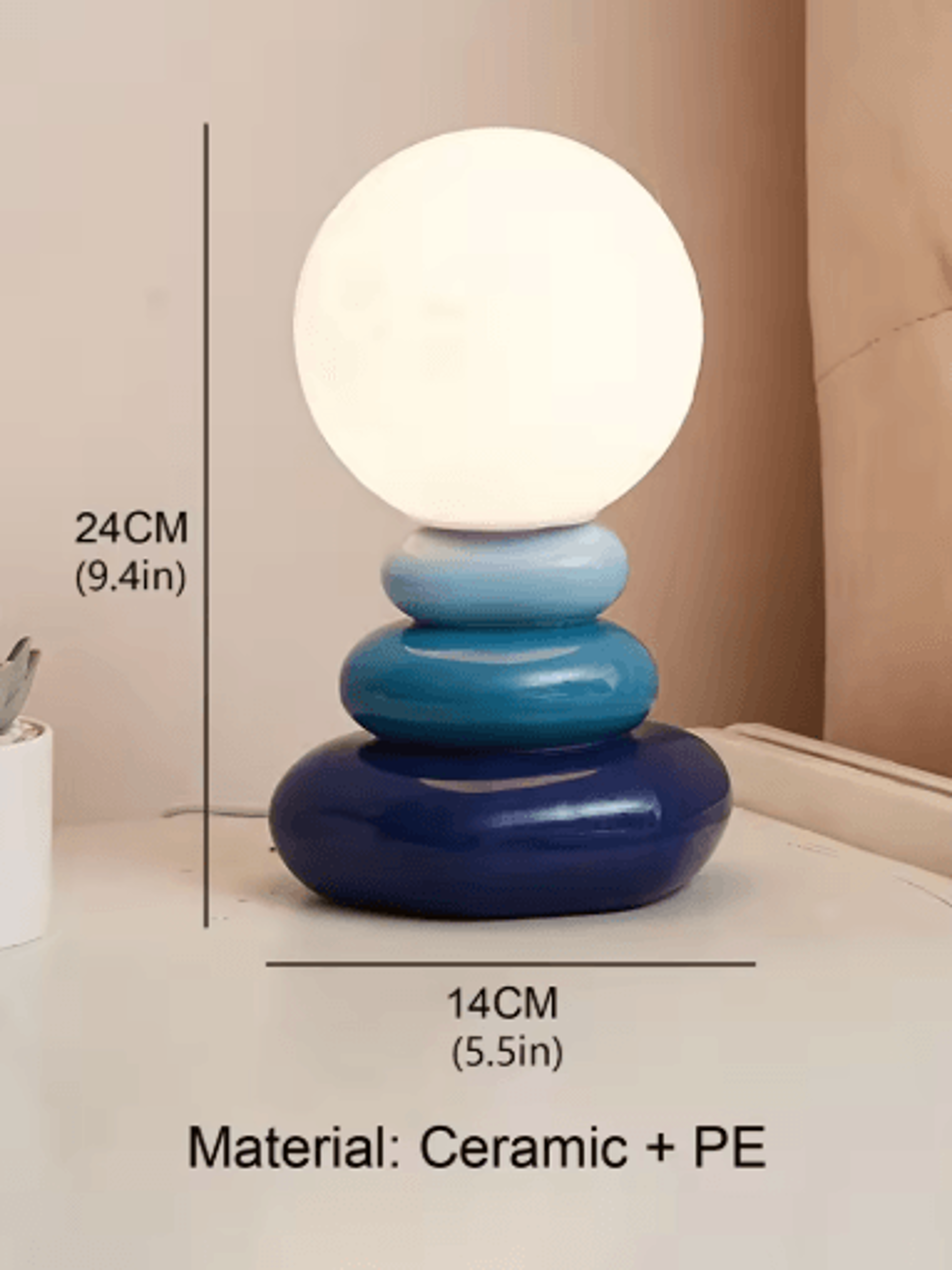 Colorful Stone Table Lamp Nordic LED Neutral Light Bedside Lamp With Stacked Stone Design 3