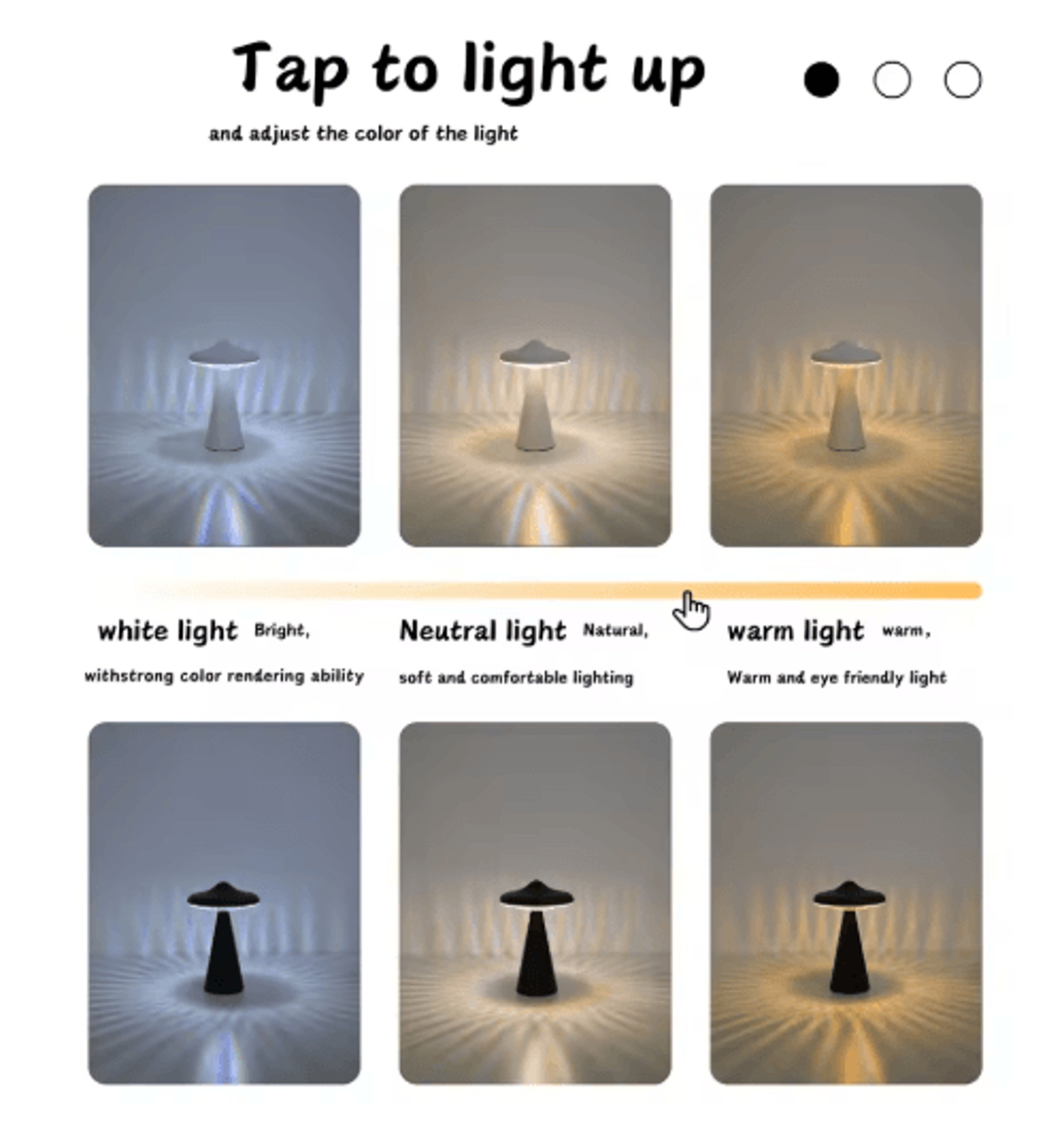 UFO LED Night Light TouchControl Dimmable Desk Lamp With USB Charging 2
