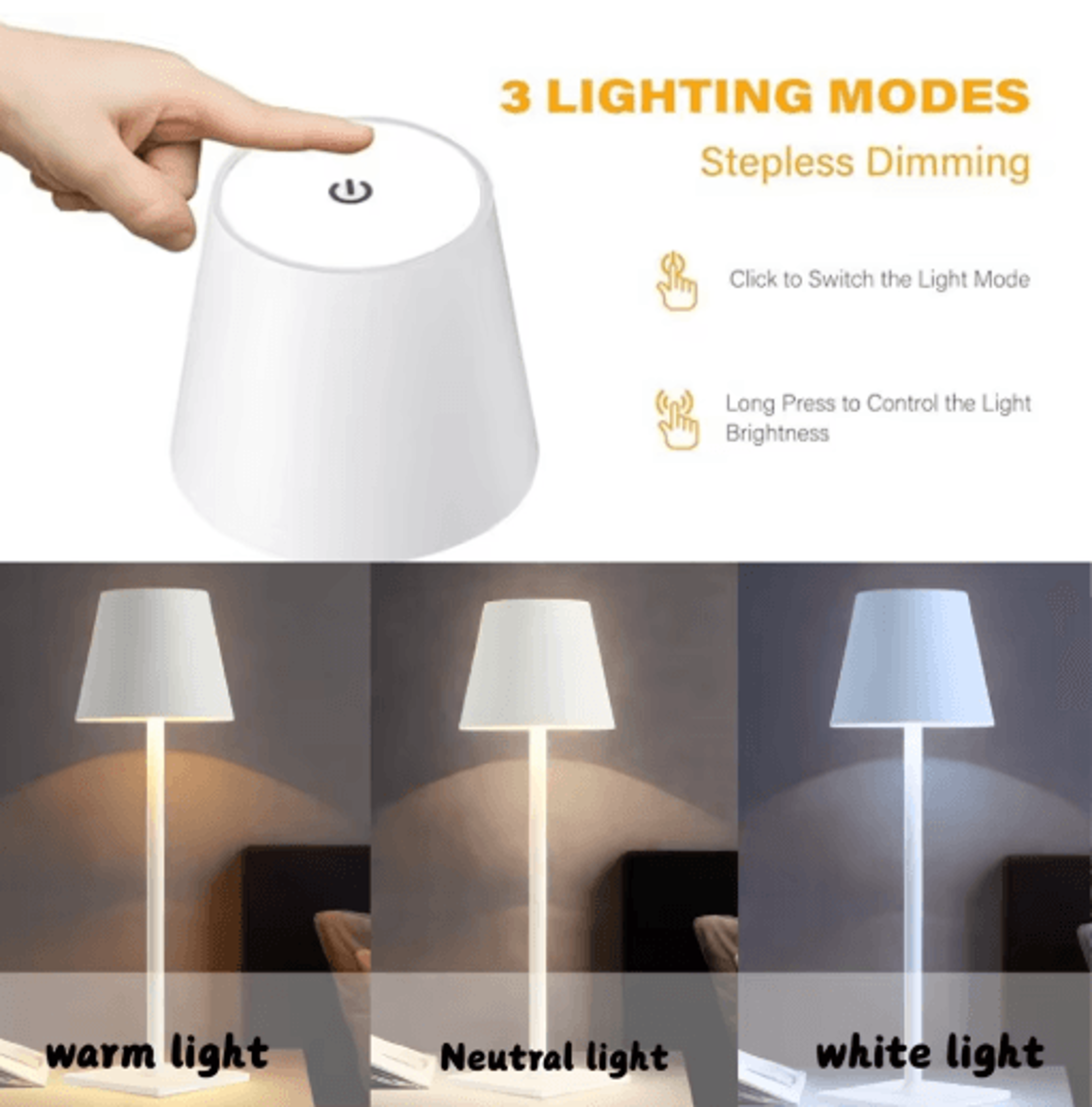 Nordic LED Desk Lamp Rechargeable Touch Dimming Light For Minimalist Home Decor 6
