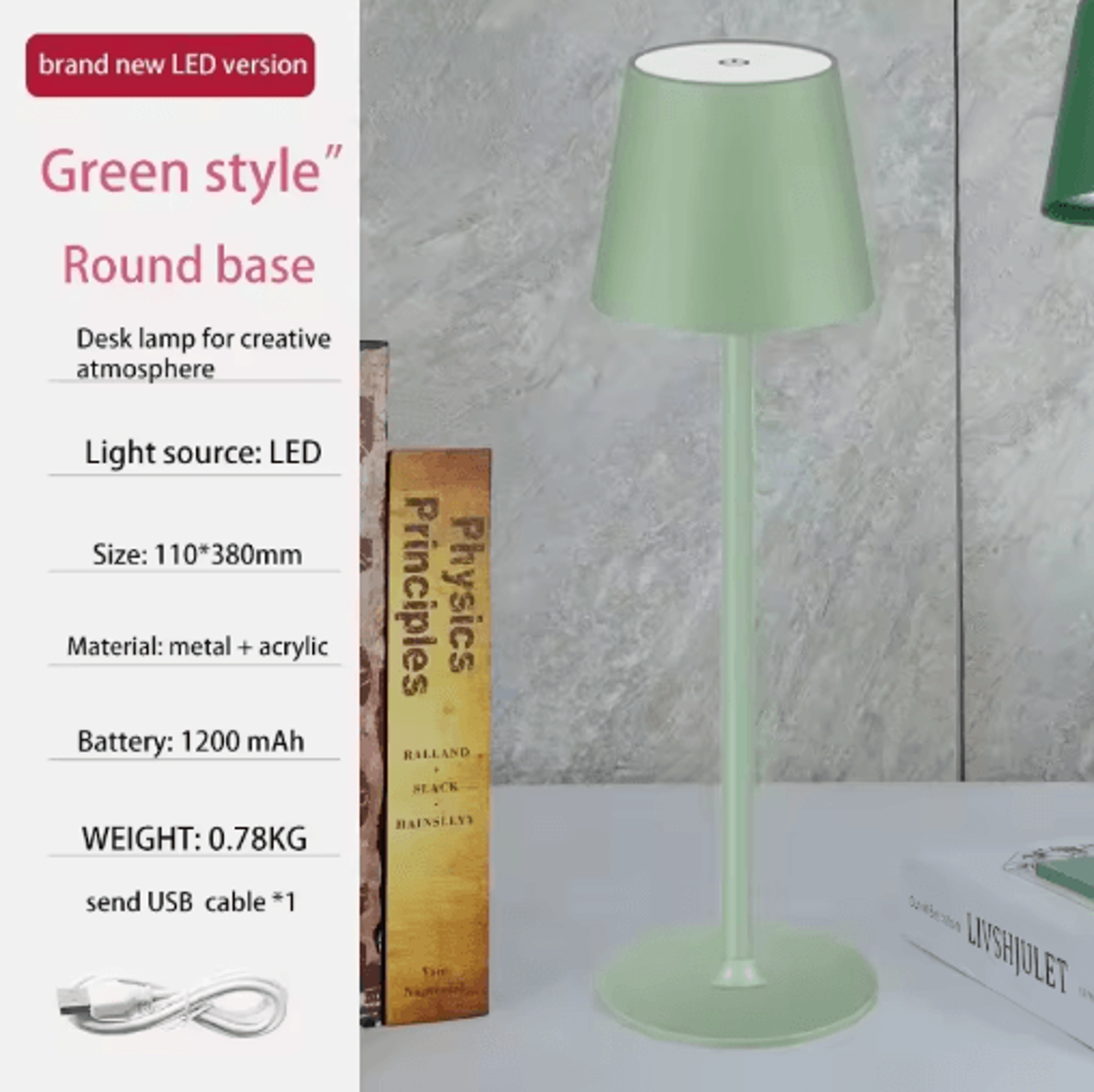 LED Cordless Table Lamp Portable Rechargeable Night Light With 3 Color Stepless Dimming 8