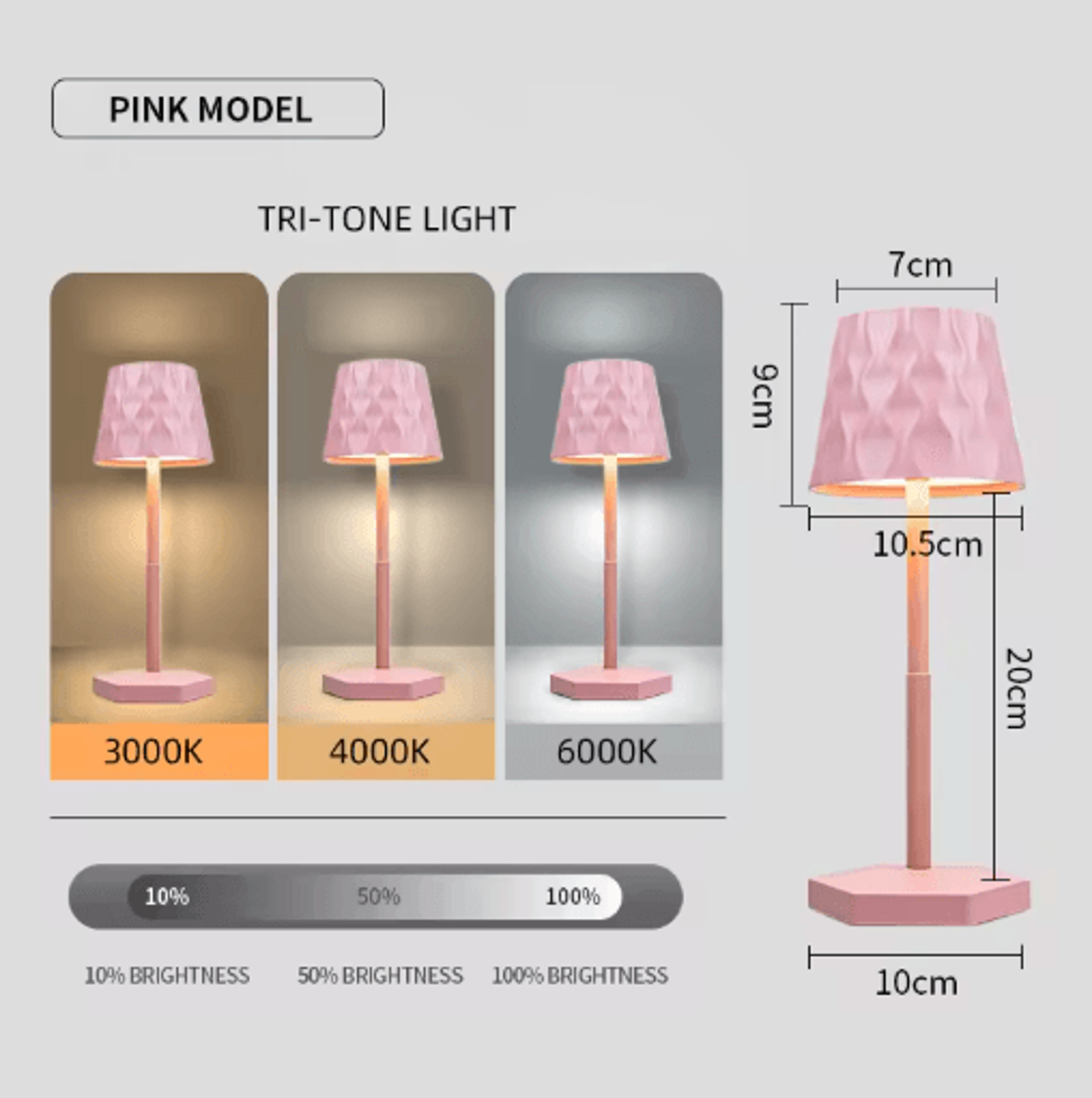 LED Touch Sensor Table Lamp 3 Color Rechargeable Desktop Night Light For Ambient Decor 4