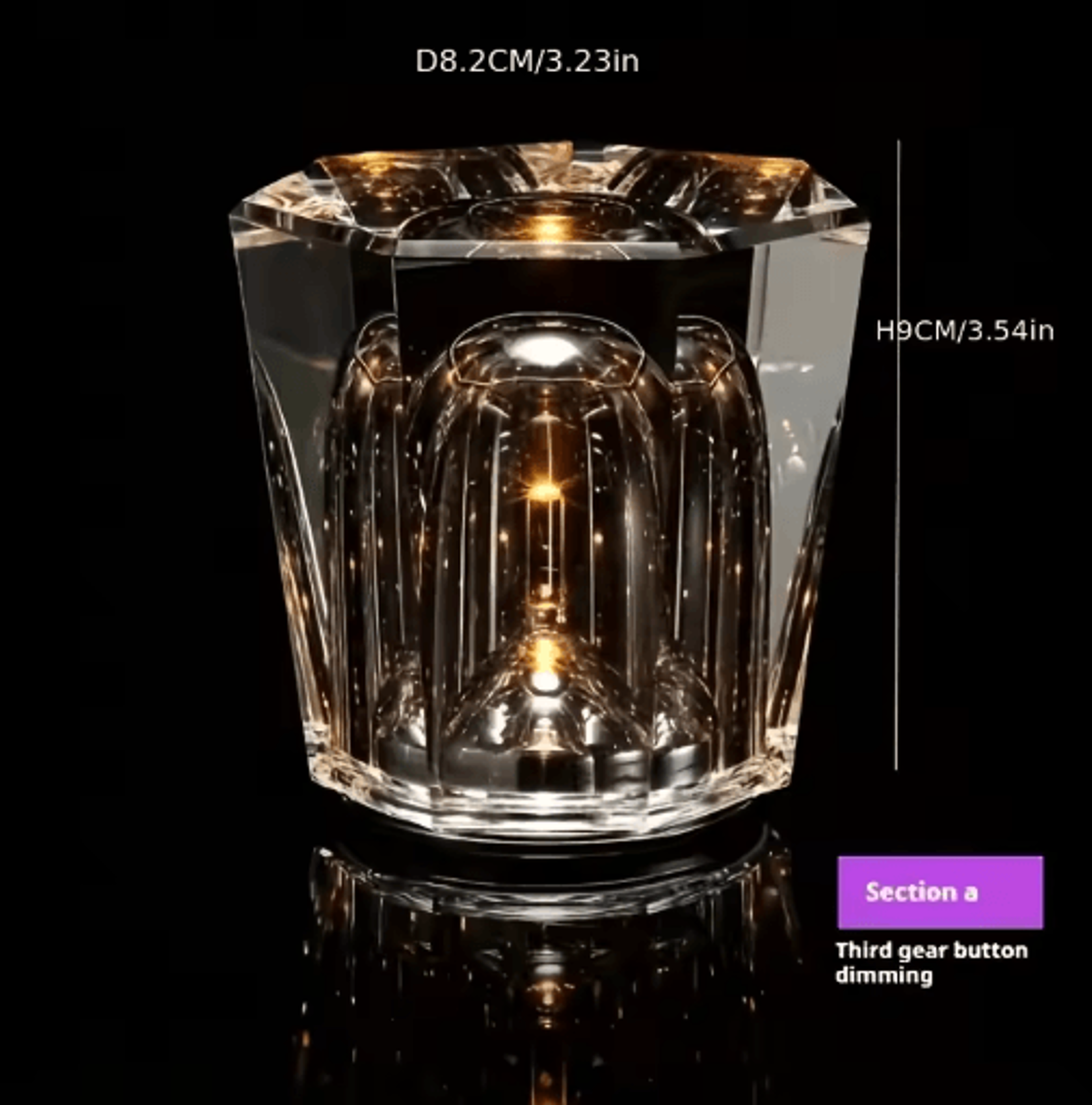 Crystal Small Table Lamp USB Rechargeable Cordless Bedside And Bar Lamp With Stepless Dimming 6