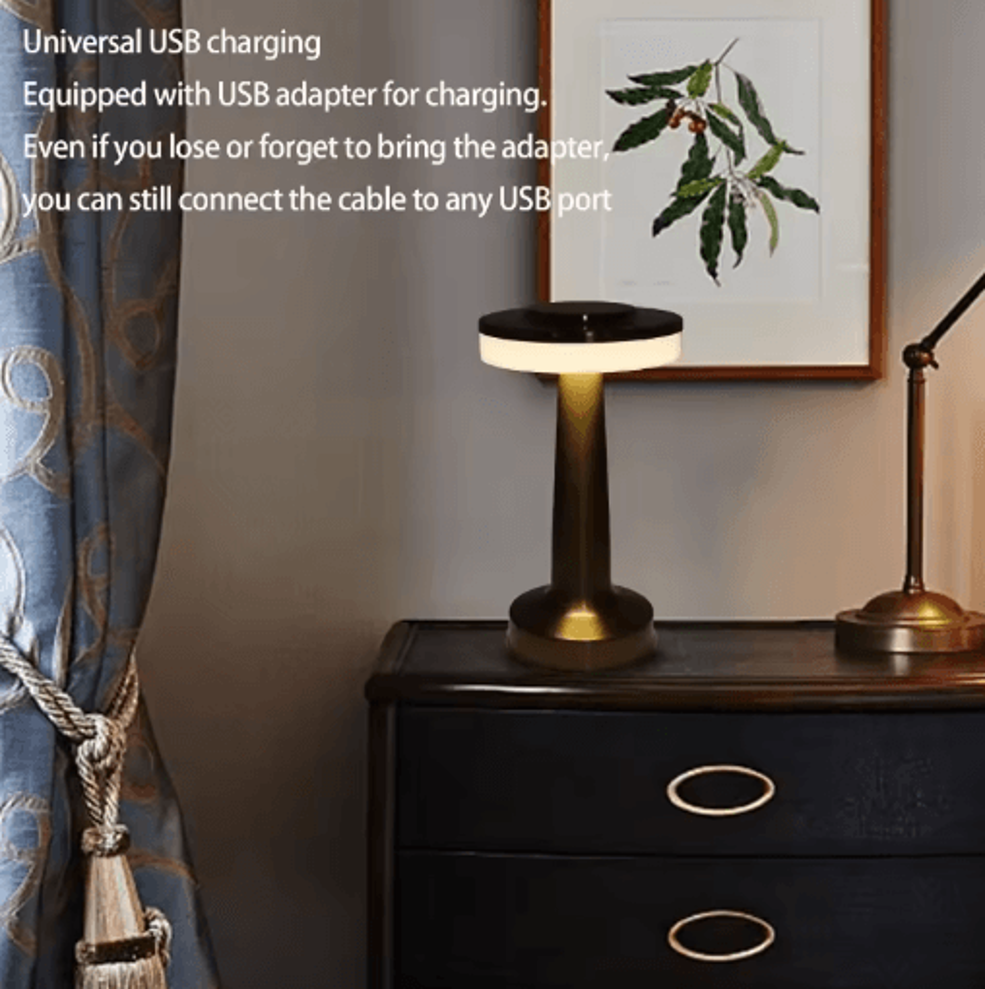 Metal Desk Lamp USB Rechargeable Touch Mood Light For Bedside Bar And Cafe Decor 0