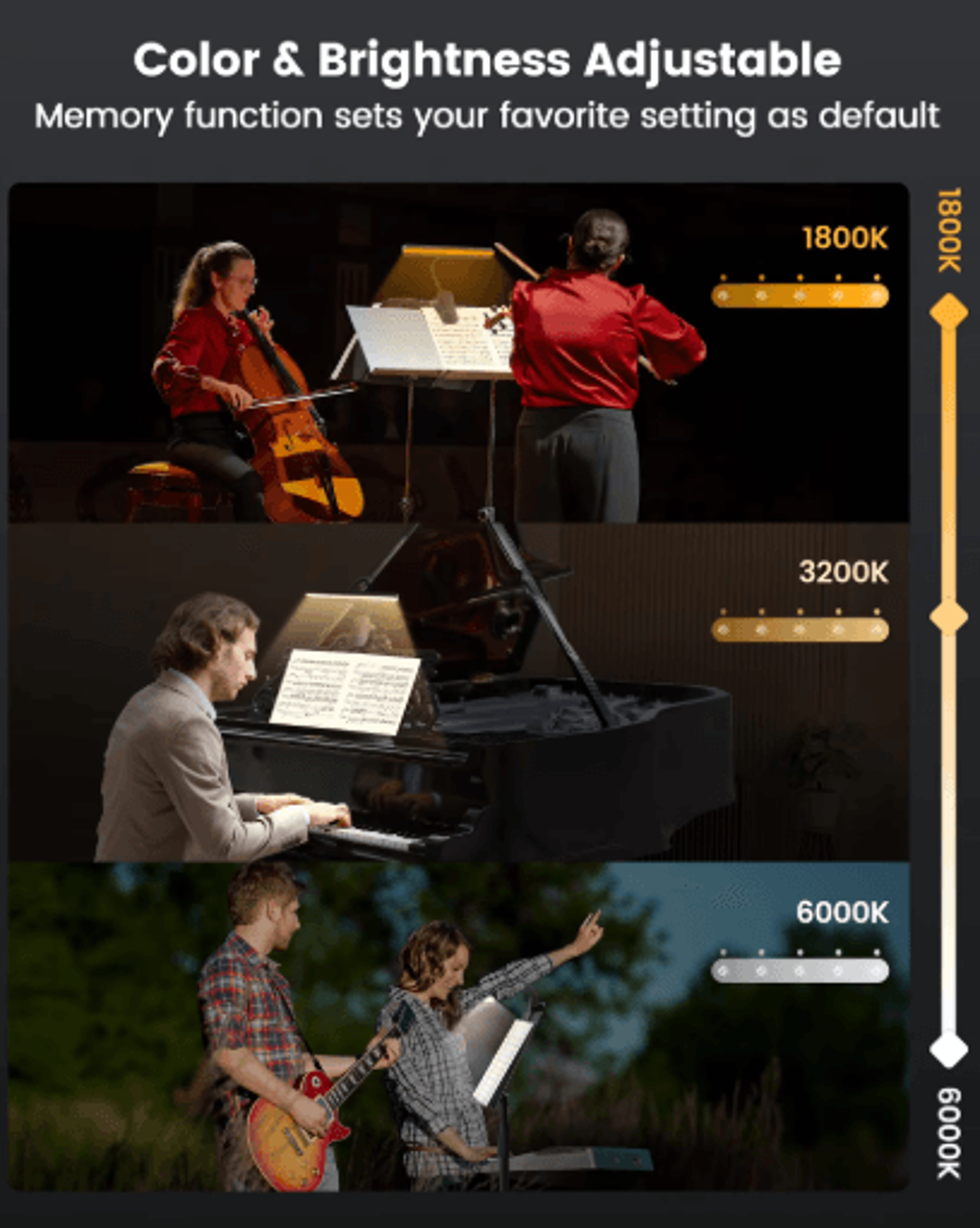 Glocusent Foldable Music Stand Light Long Lasting Clip On LED Lamp With Adjustable Brightness 4