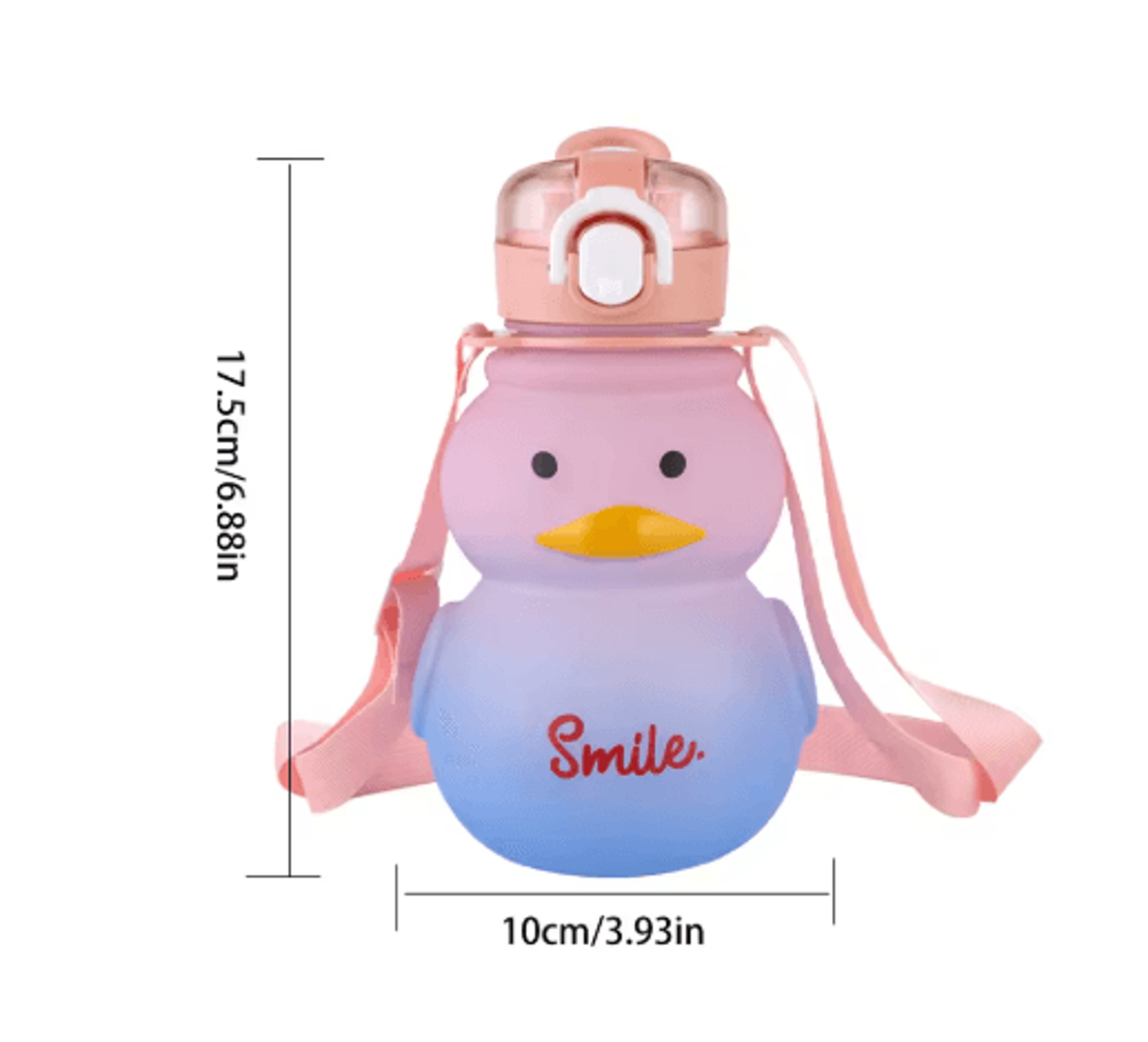 650ml Cute Duck Water Bottle Kawaii Straw Drinking Cup For Girls And Kids 5