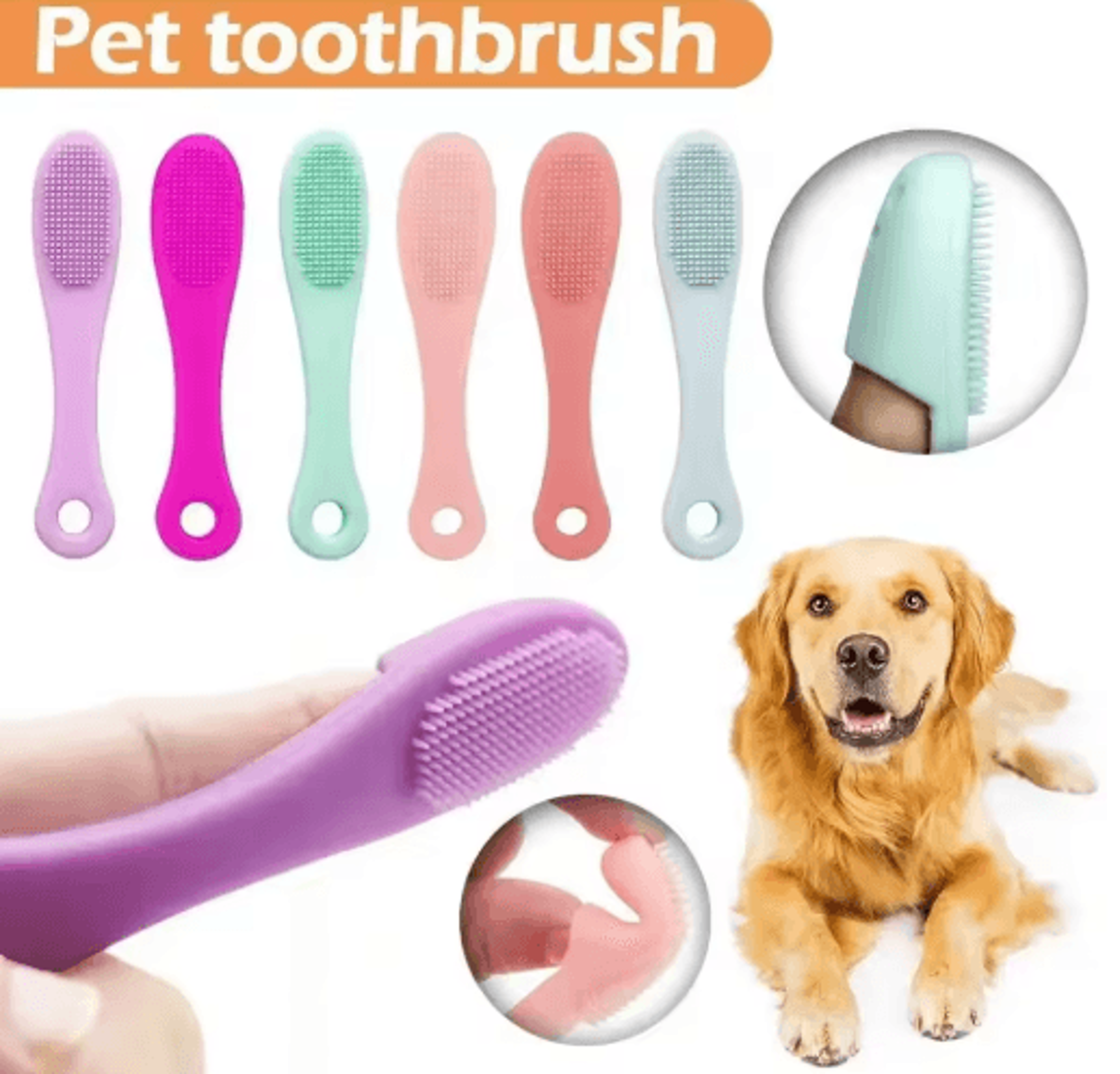 Pet Silicone Finger Toothbrush Soft Cleaning Brush For Dog And Cat Teeth Nose And Face Care 0