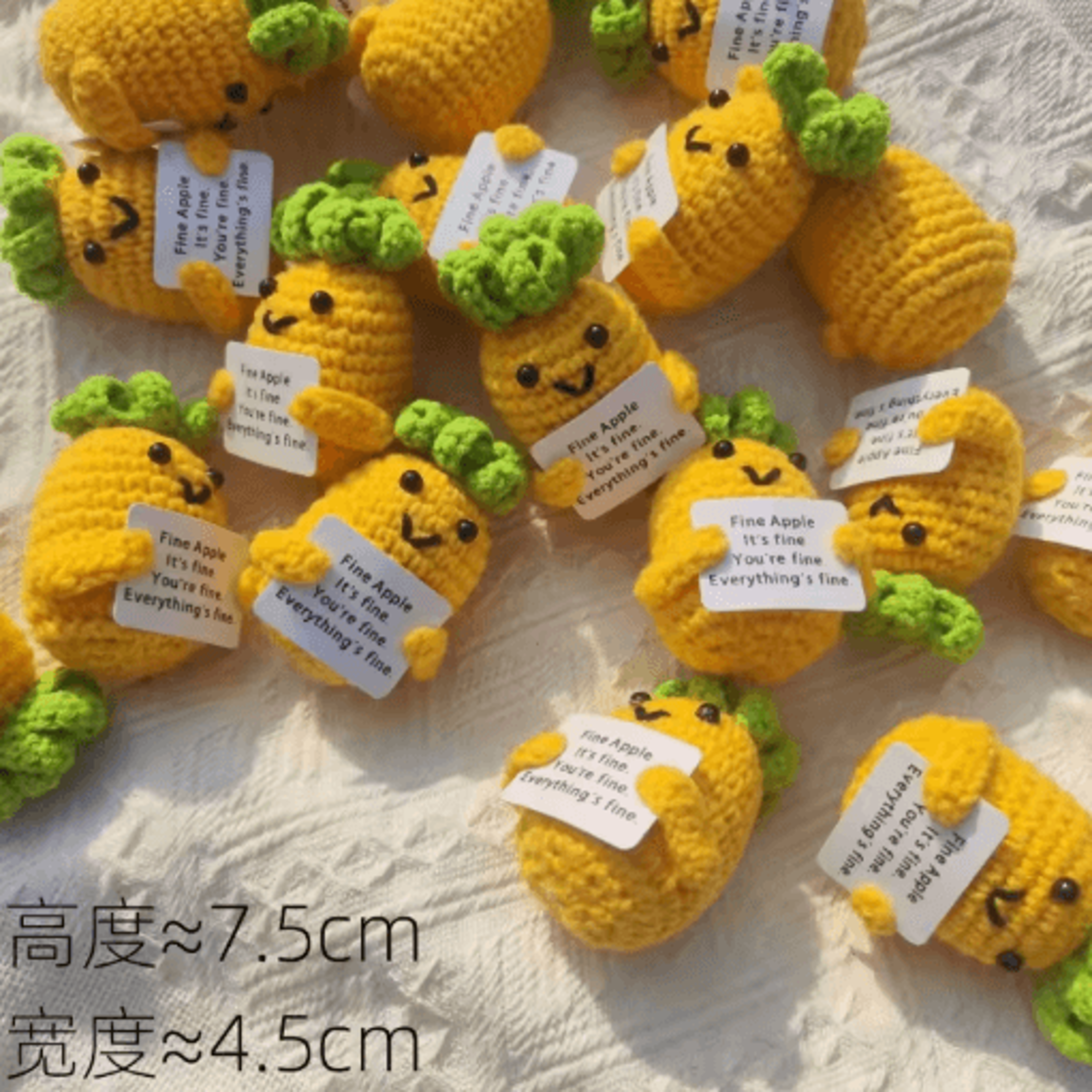 Handmade Crocheted Vegetable Dolls Positive Energy Wool Plush Set Potato Broccoli Carrot Pineapple  6