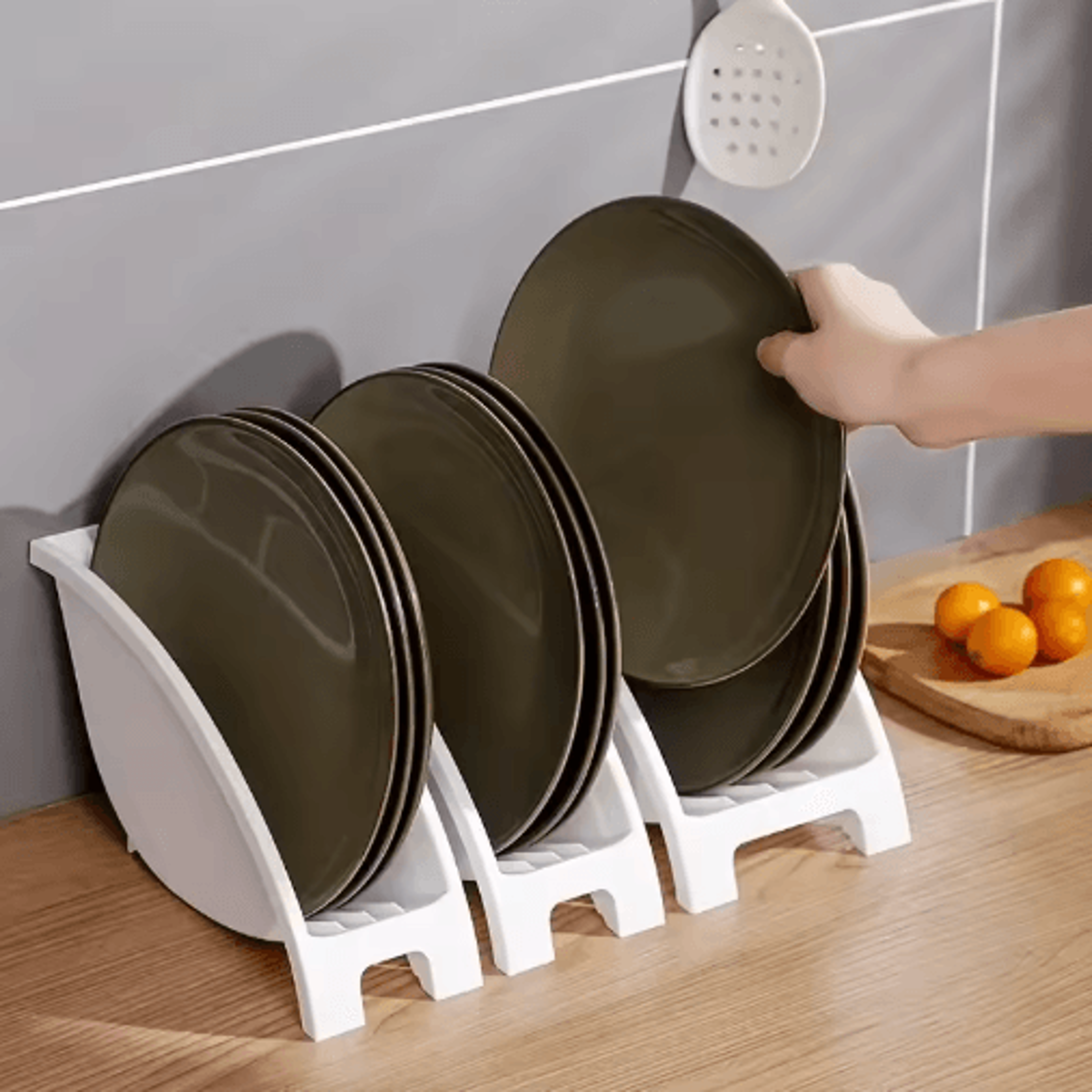 Kitchen Dish Drying Rack Multifunctional Tableware Storage Shelf For Upright Plates 6