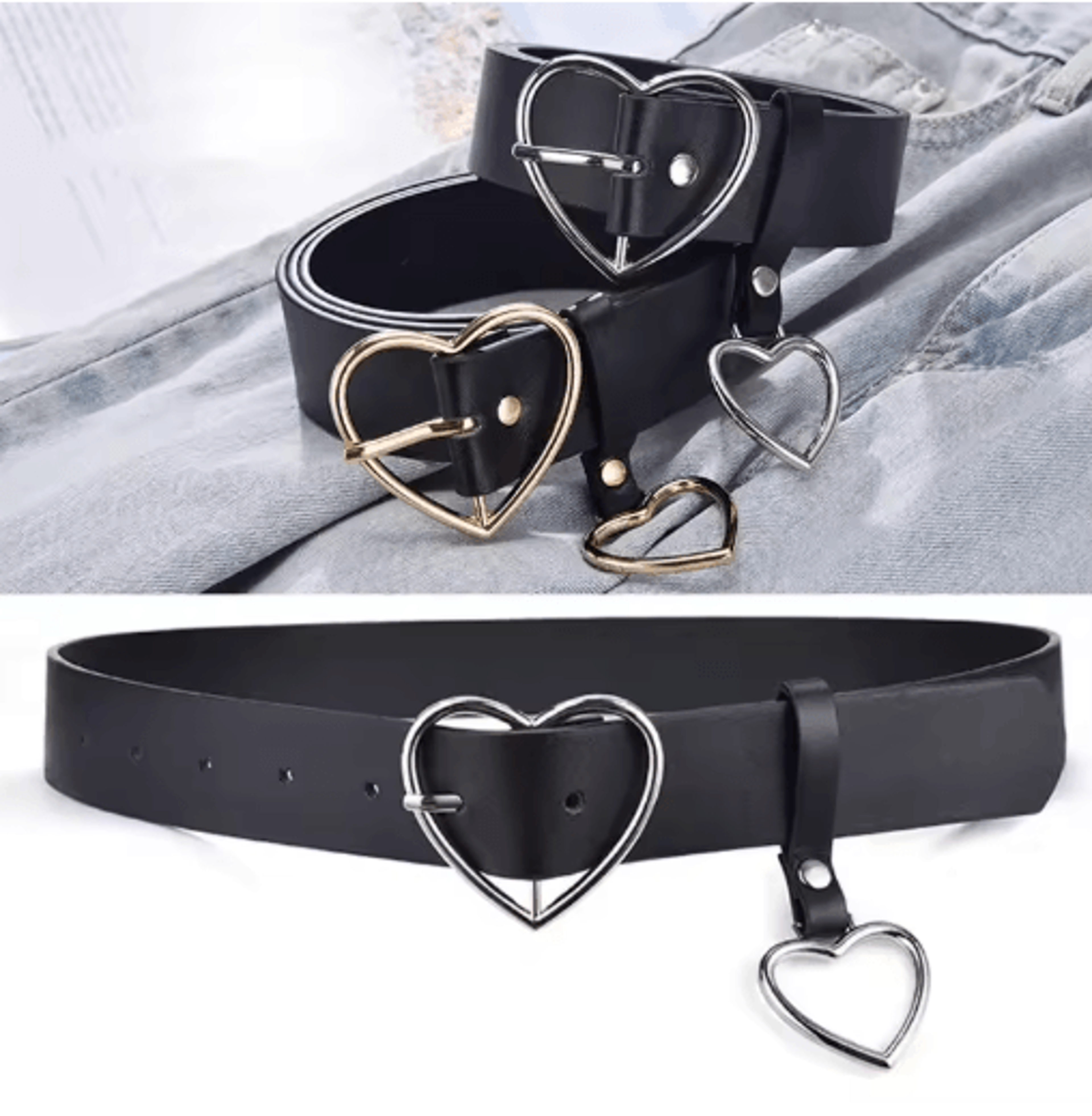 Cute Leather Belt With Heart Buckle Retro PU Waist Strap For Women And Girls 6