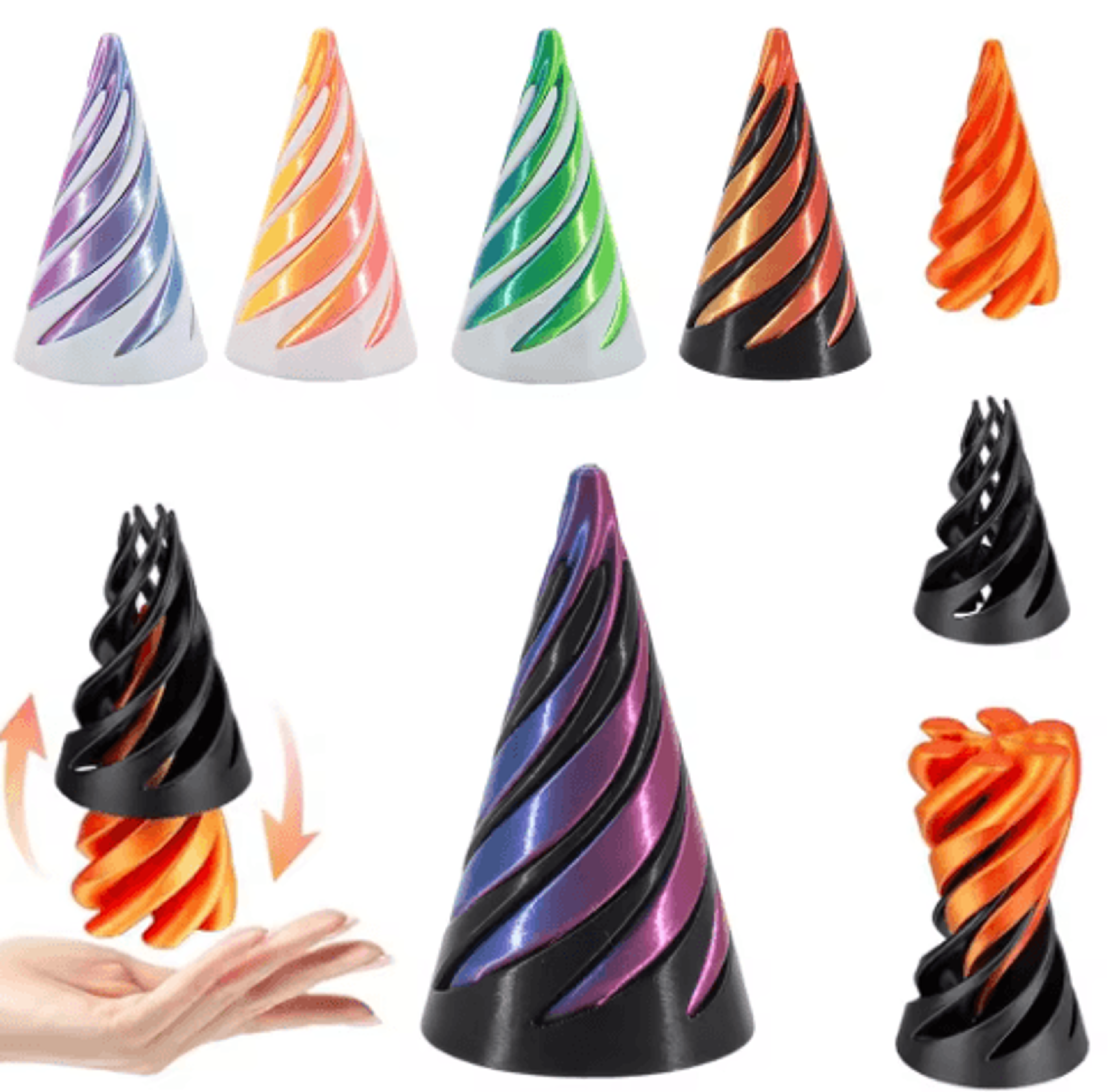 3D Printed Spiral Cone Toy Impossible Pyramid Passthrough Sculpture Pass Through Pyramid Toy Mini V 0