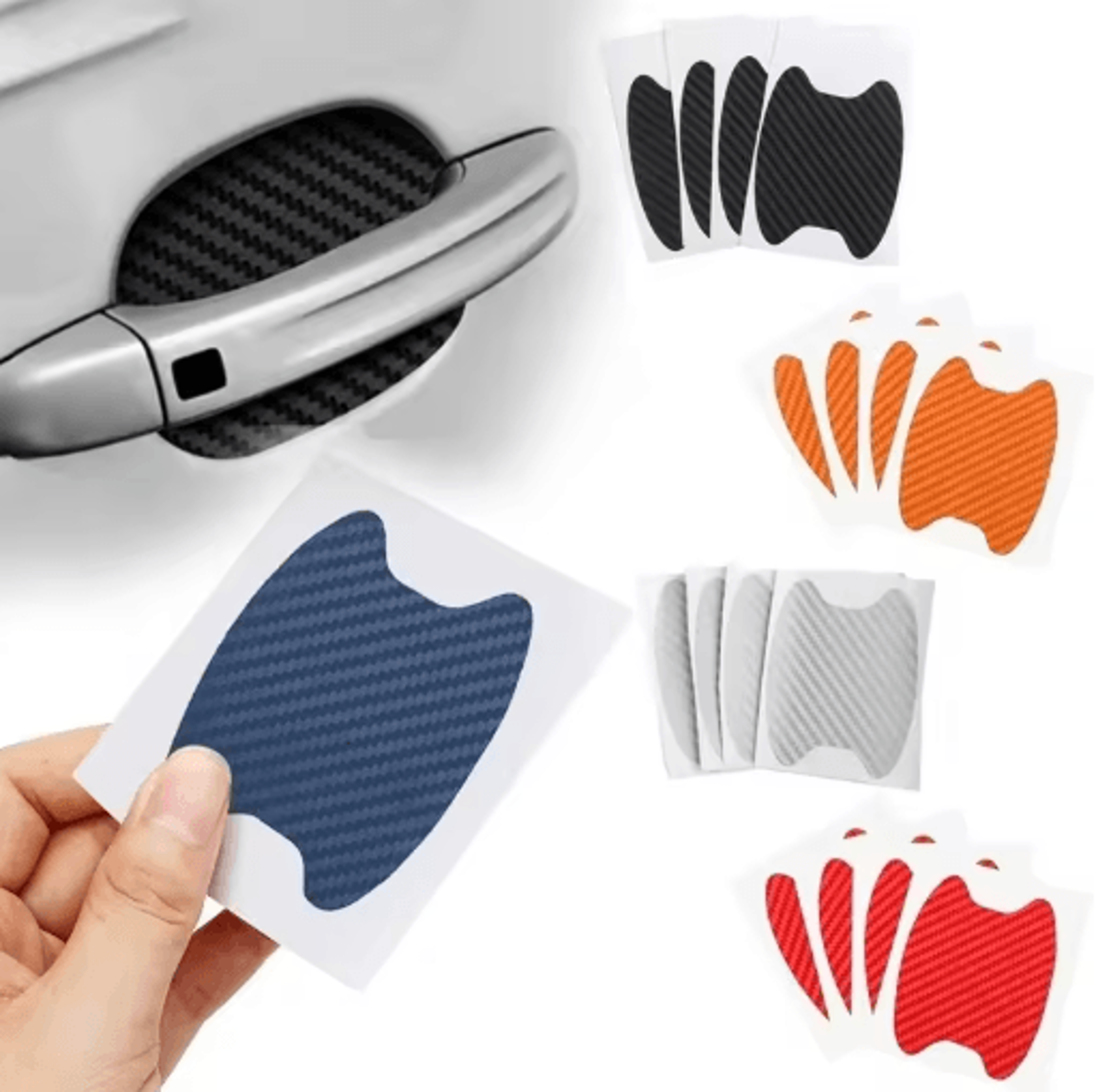 carbon fiber car door handle stickers – scratch-resistant protective cover film (4pcs set)