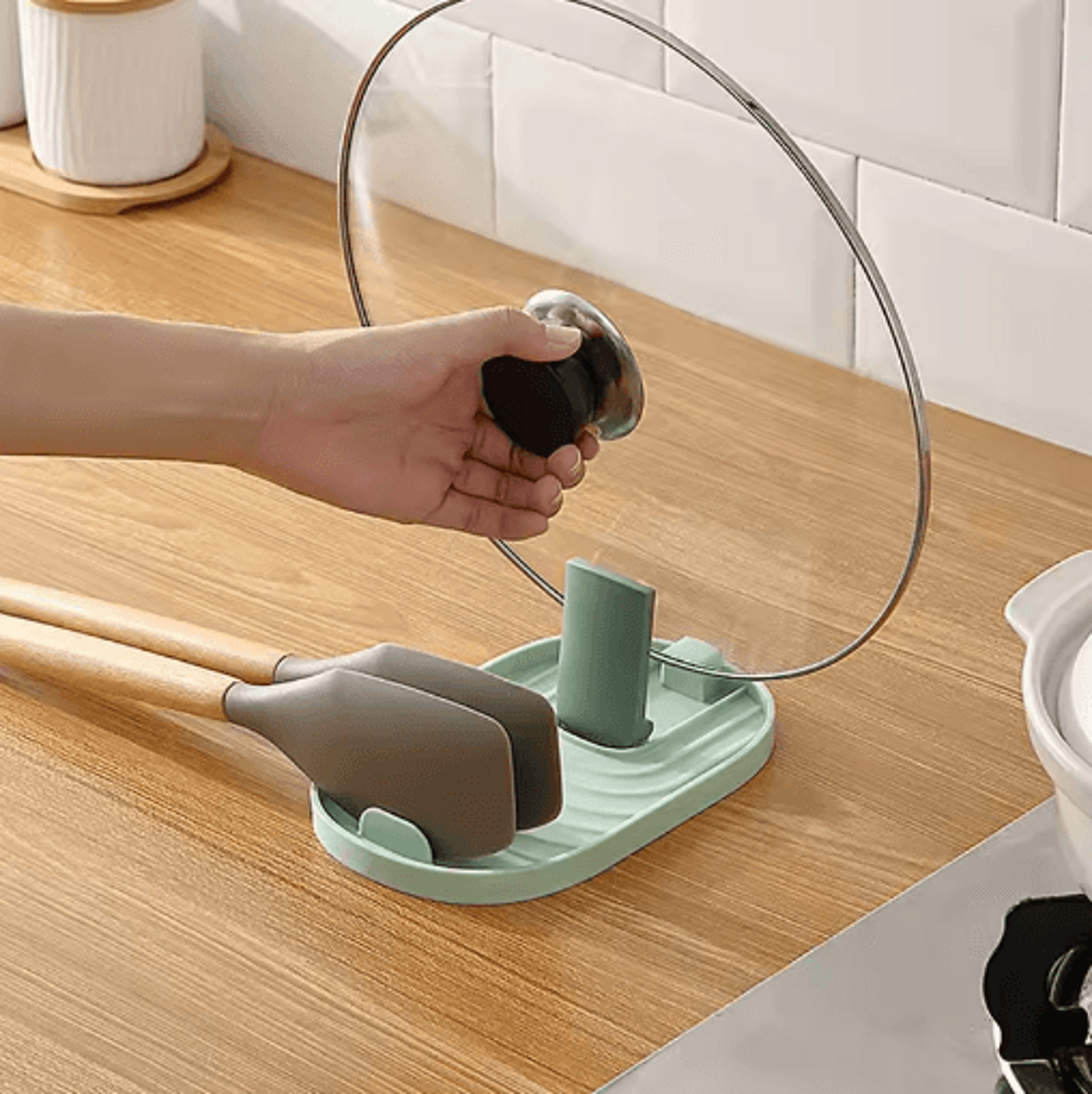 Foldable Nordic Pot Lid  Utensil Holder  Polychrome Multifunction Kitchen Storage Rack 2