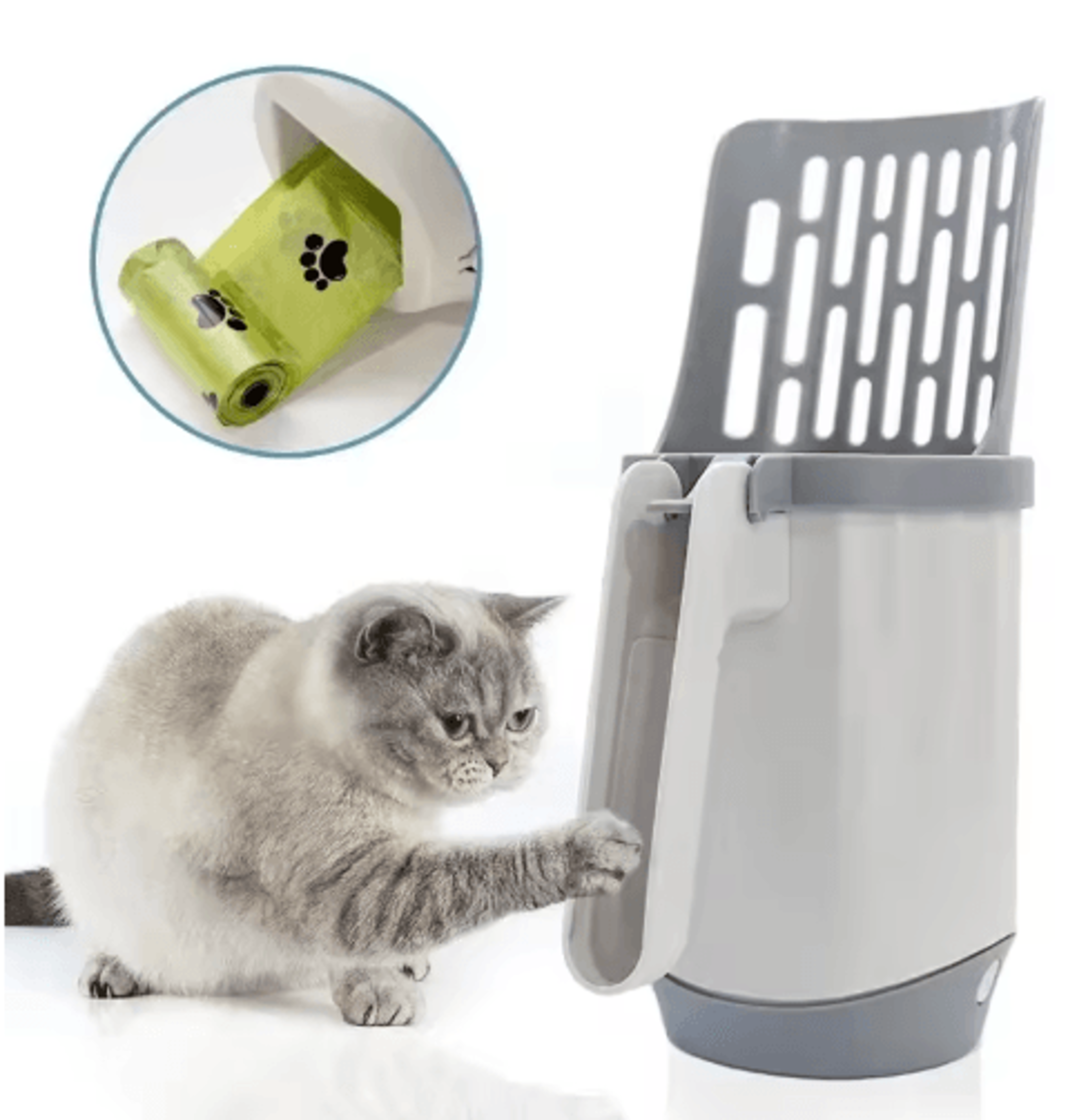 Cat Litter Scoop With Refill Bags  Easy Clean Pet Waste Shovel 0