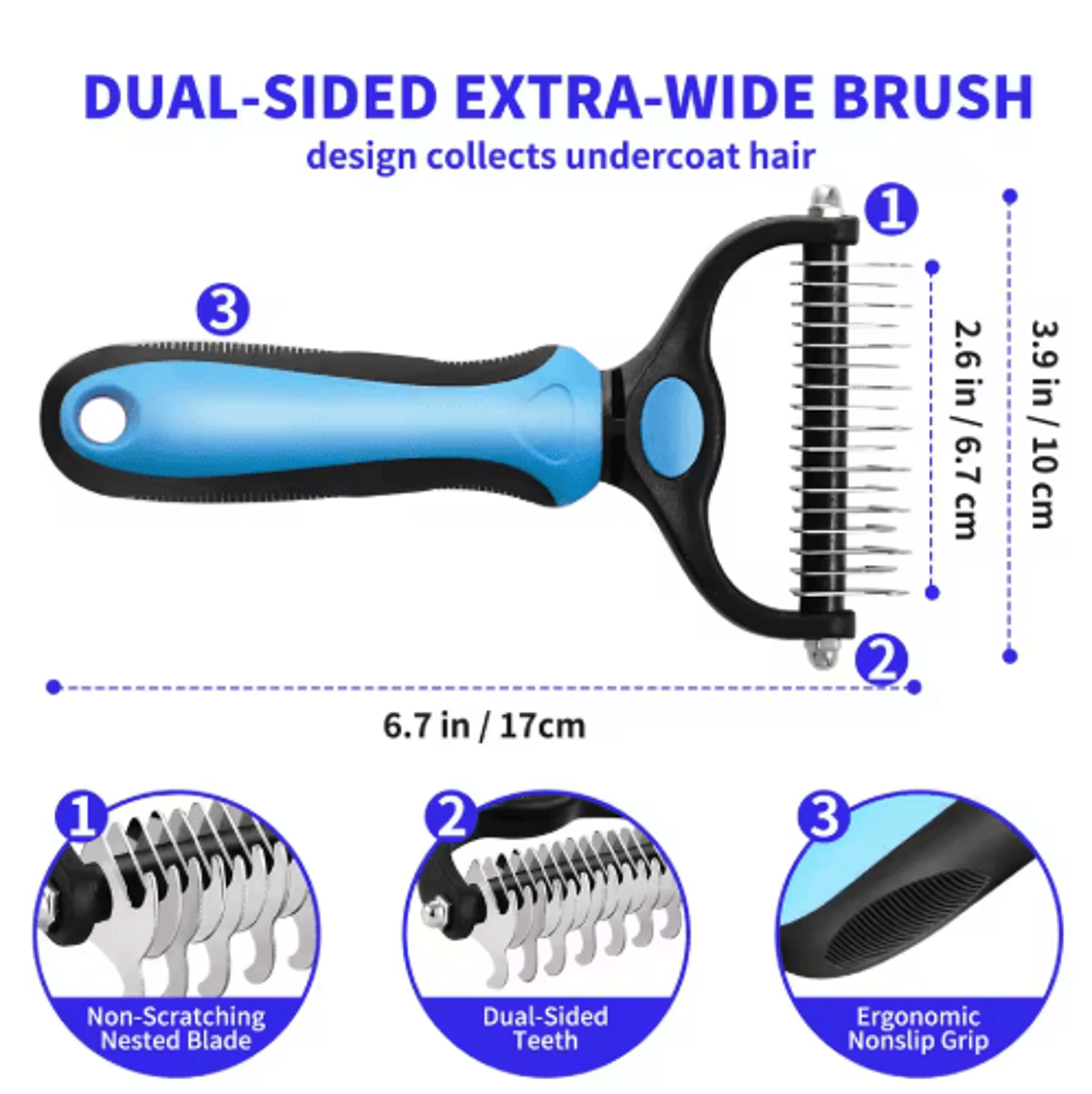 Professional Pet Deshedding Brush  Fur Knot Cutter  Grooming Comb For Dogs  Cats 17