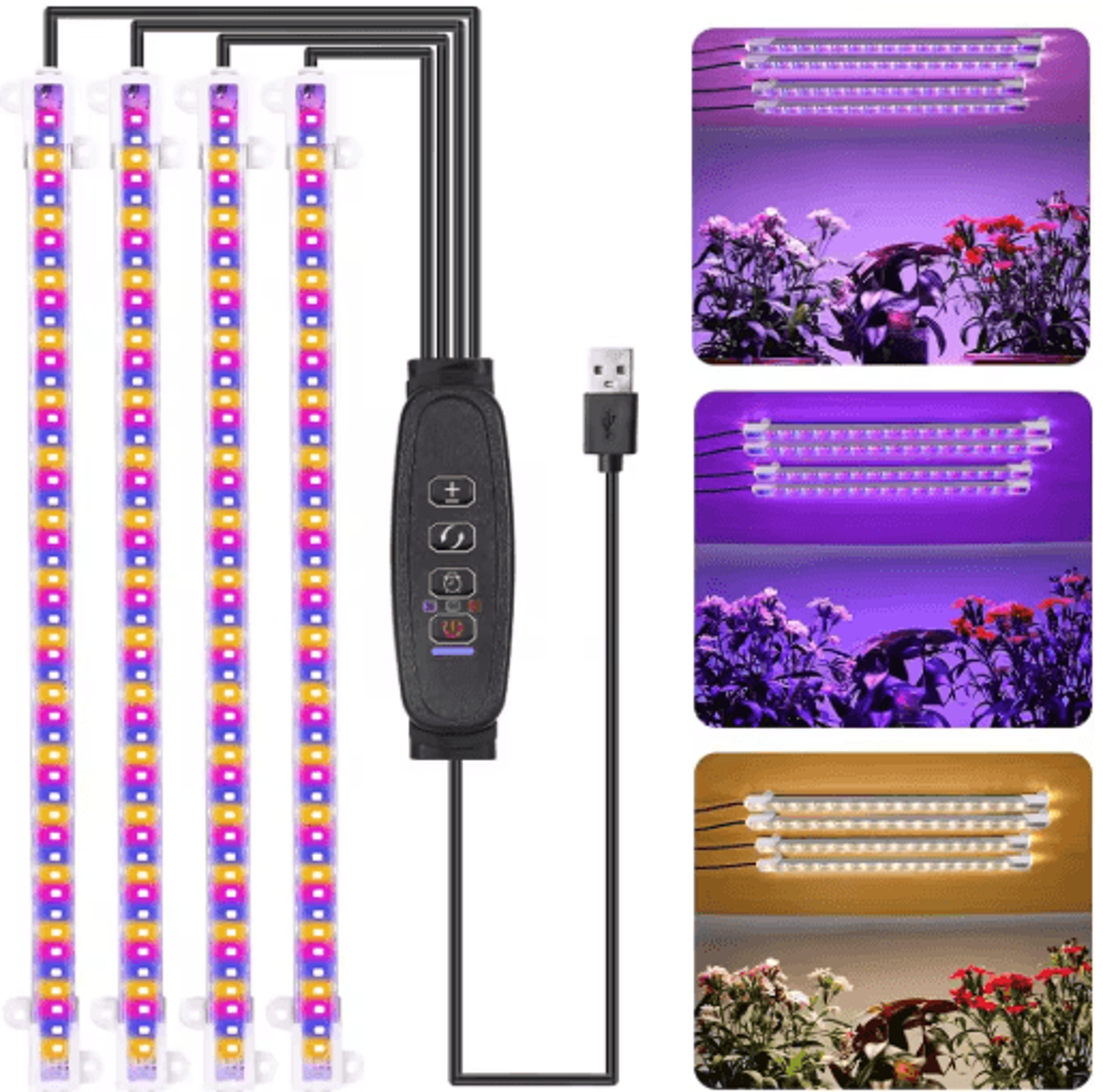 3Color Full Spectrum LED Grow Light With Timer  USB Dimmable Phyto Lamp 0