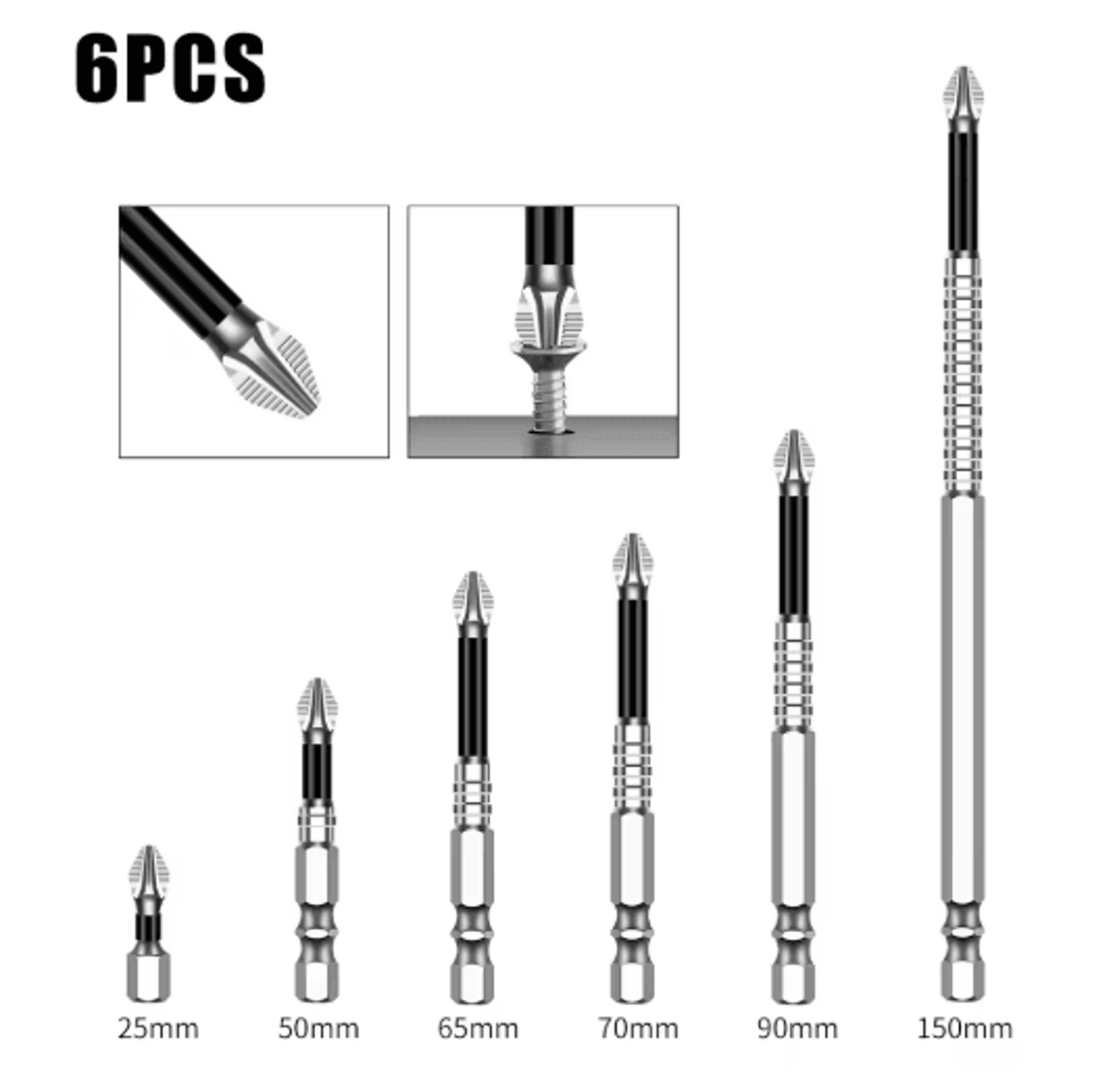 K5 S2 Magnetic Cross Head Screwdriver Bit Non Slip High Hardness Drill Bit 5A 12