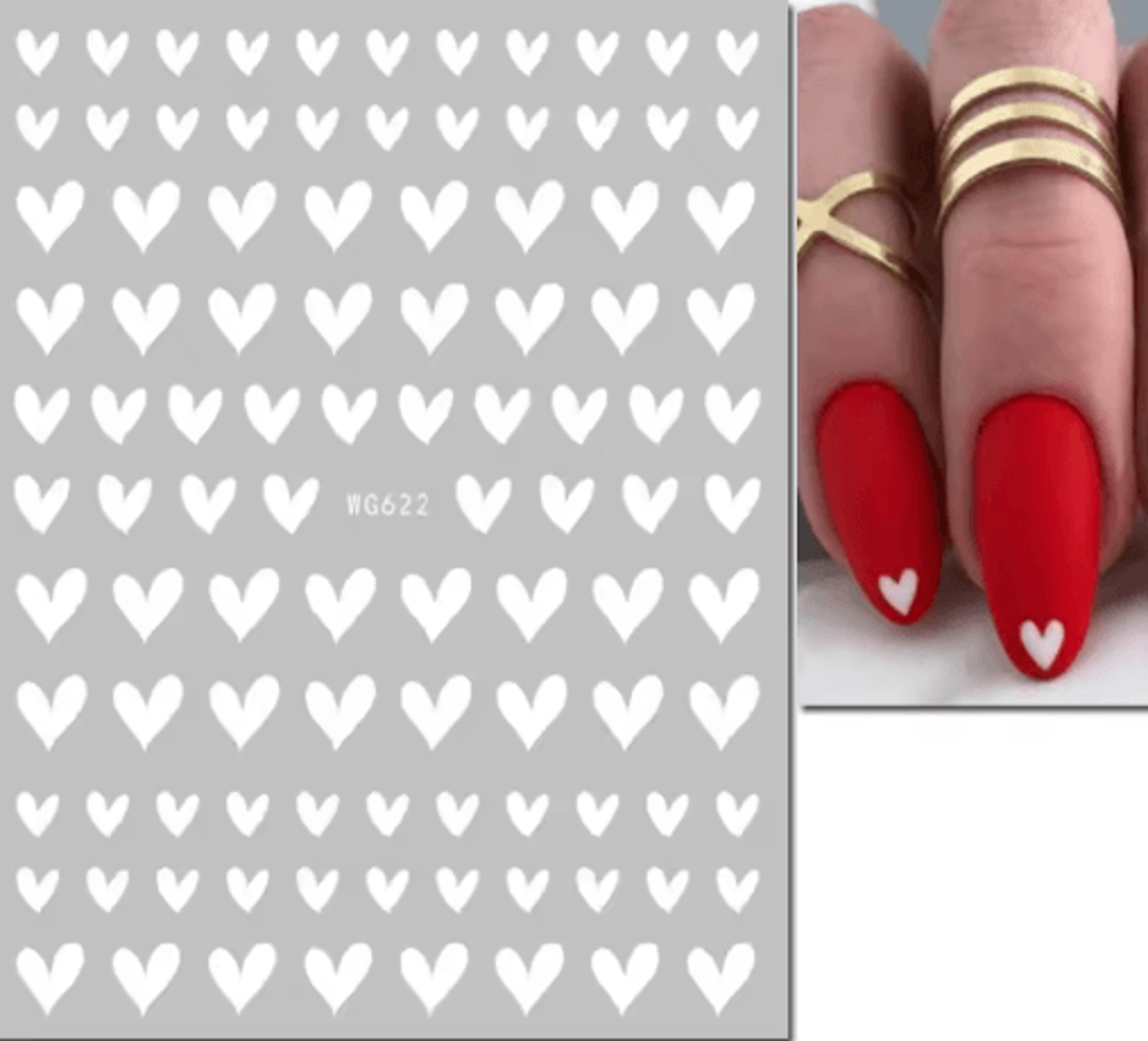 3D Nail Art Stickers Set Love Hearts Stars And Clouds French Tip Decals 15