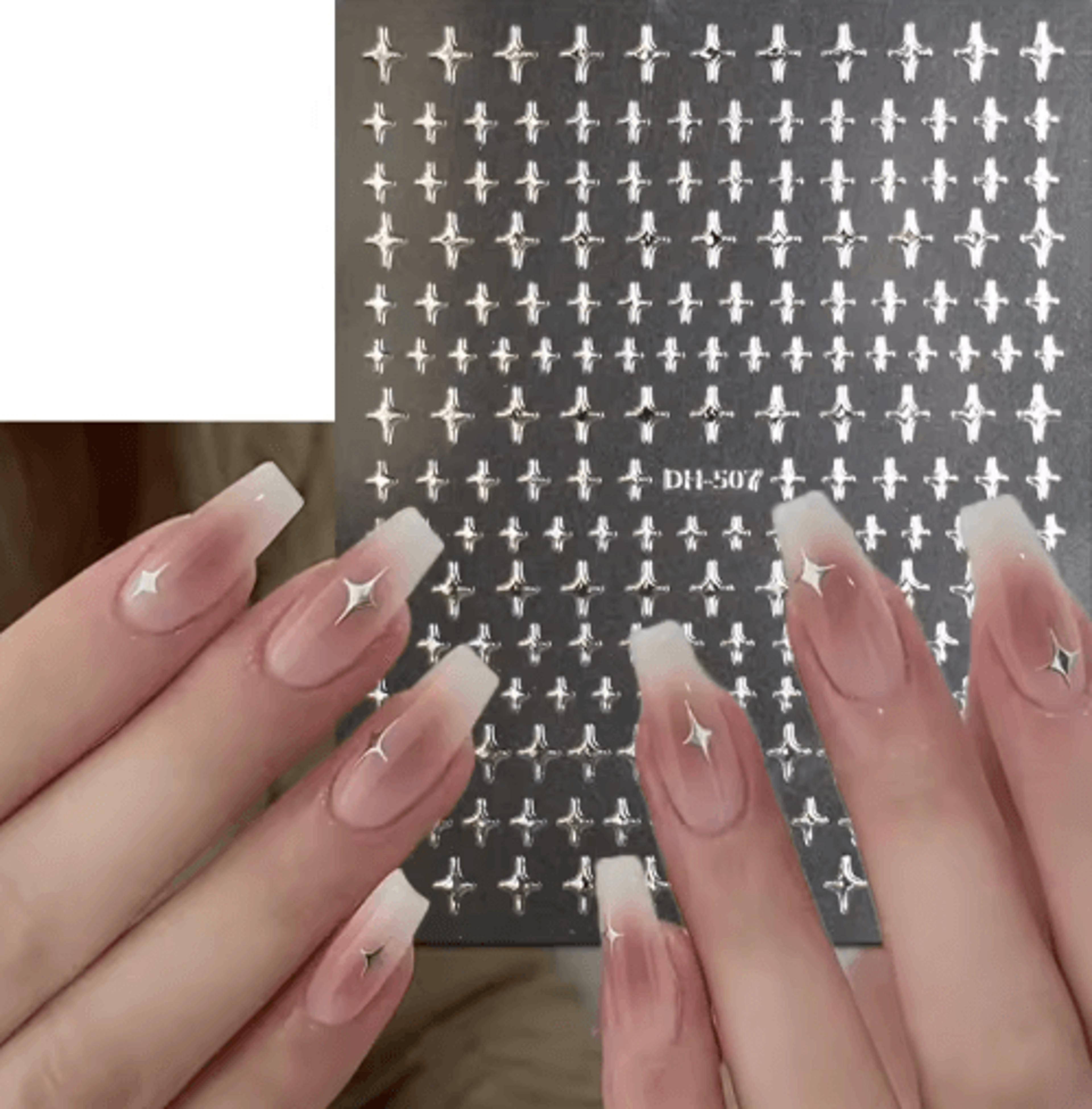 3D Nail Art Stickers Set Love Hearts Stars And Clouds French Tip Decals 18