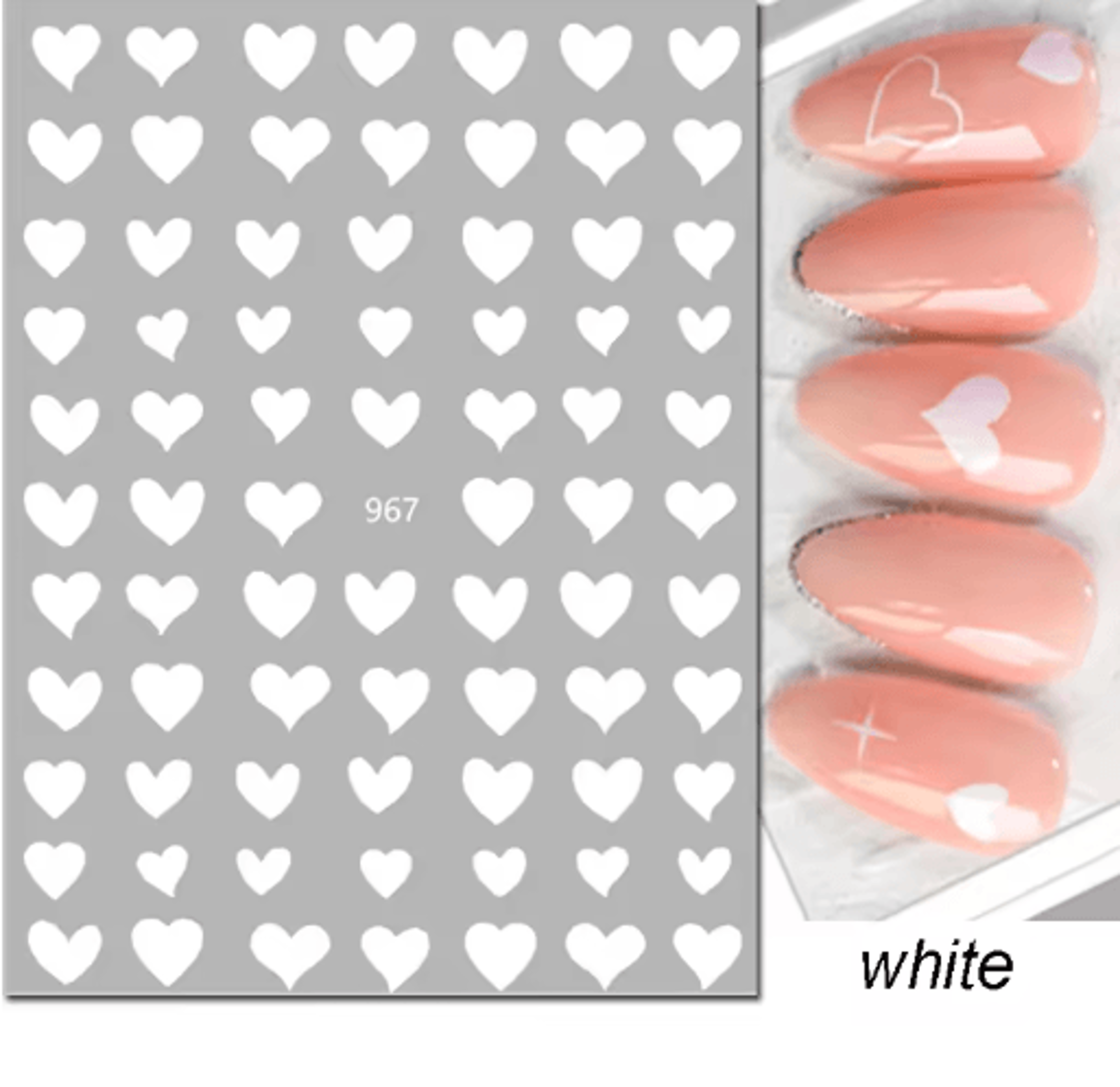 3D Nail Art Stickers Set Love Hearts Stars And Clouds French Tip Decals 7