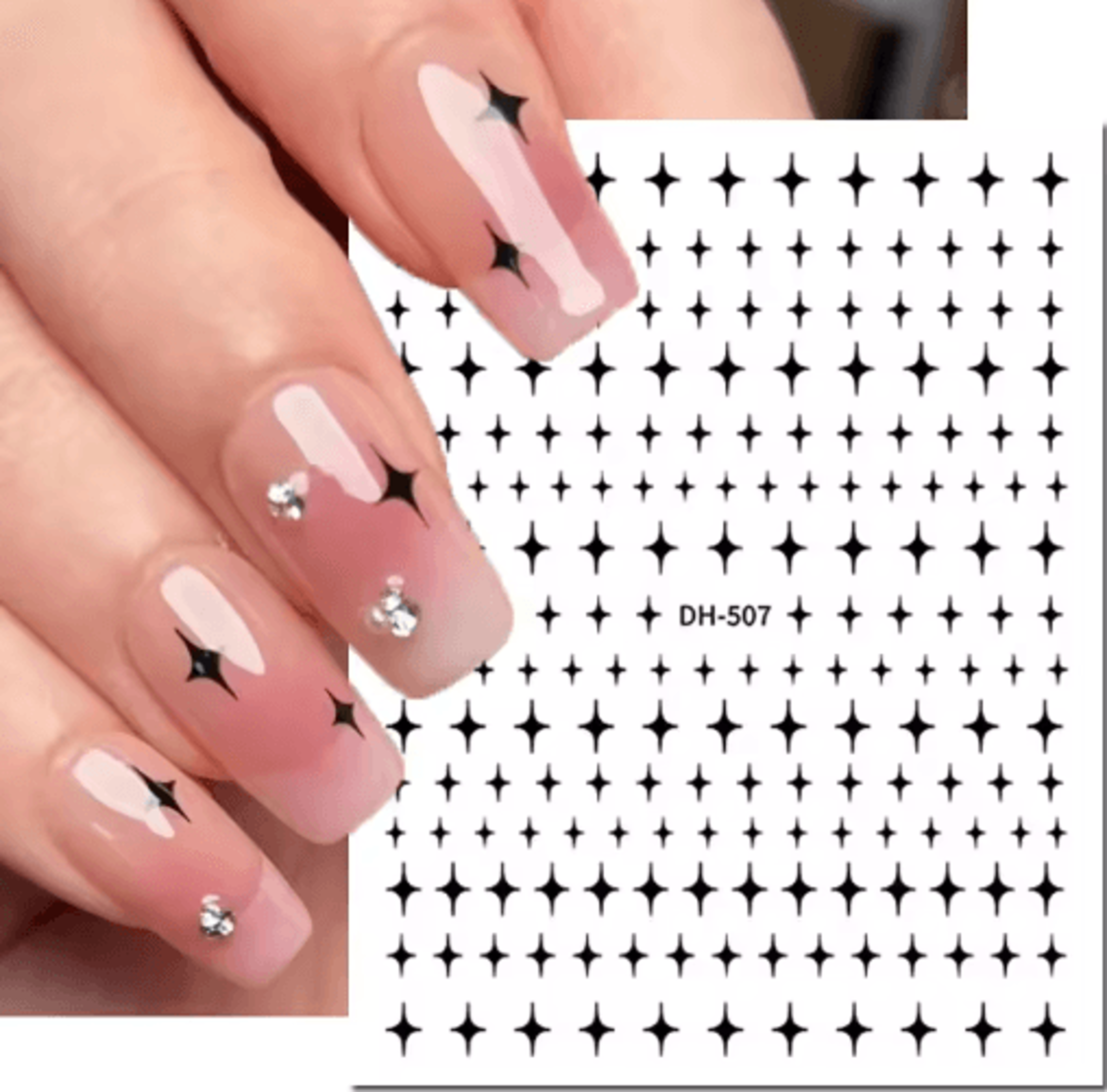 3D Nail Art Stickers Set Love Hearts Stars And Clouds French Tip Decals 23