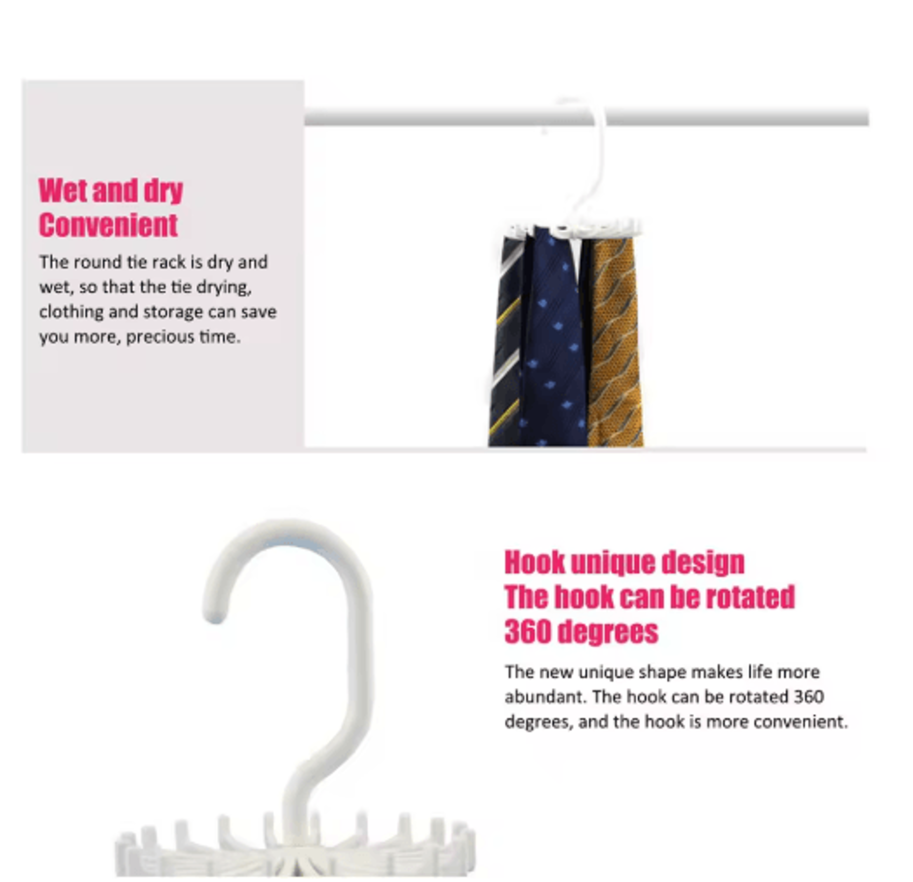 360 Rotatable Tie And Scarf Hanger 20 Claw Clothing Organizer Rack 4