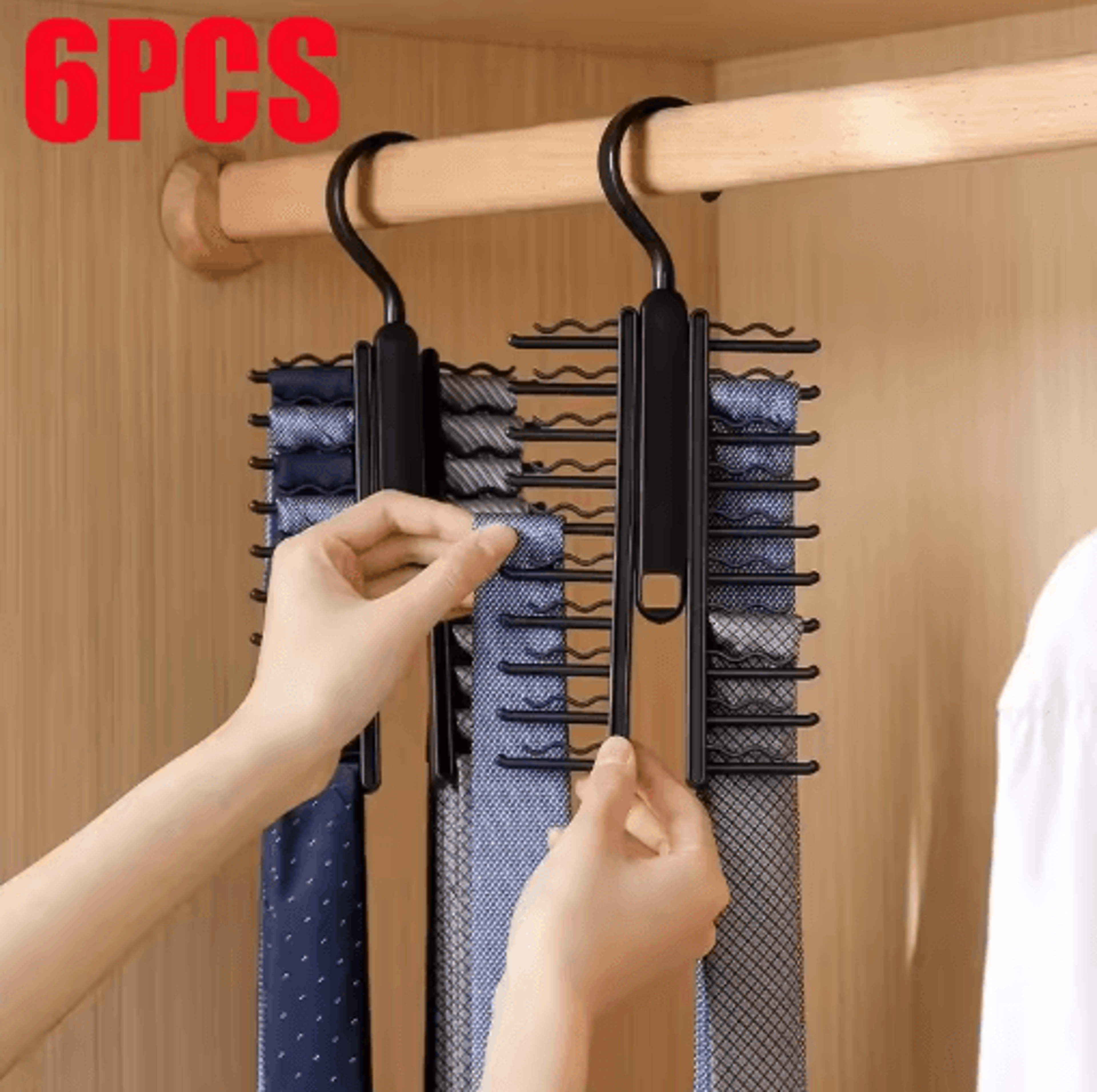 360° rotatable tie hanger – large-capacity necktie & belt organizer (20 rows)