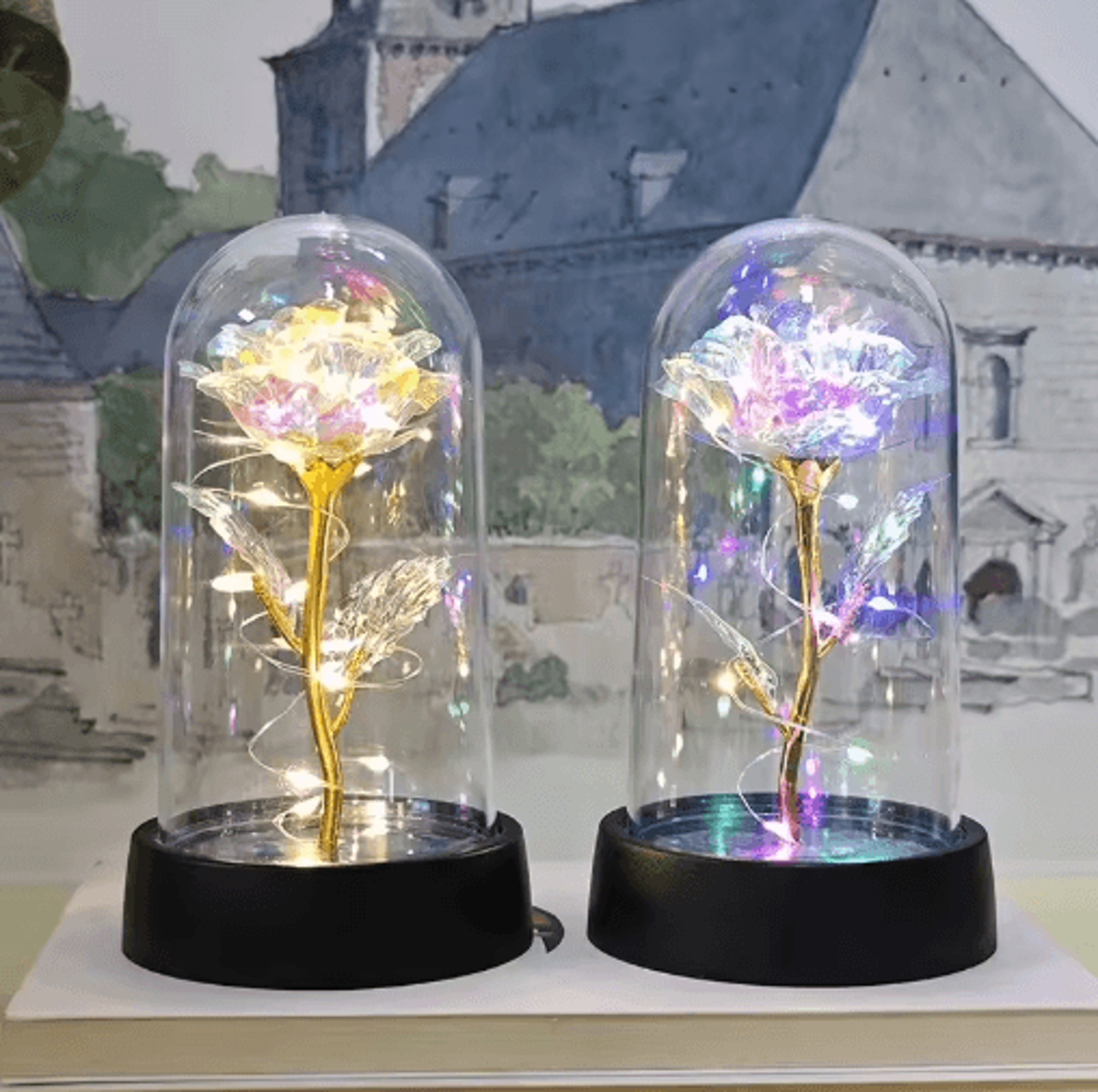 Artificial Eternal Rose With LED Light  Romantic Gift  Home Decor Flower 0
