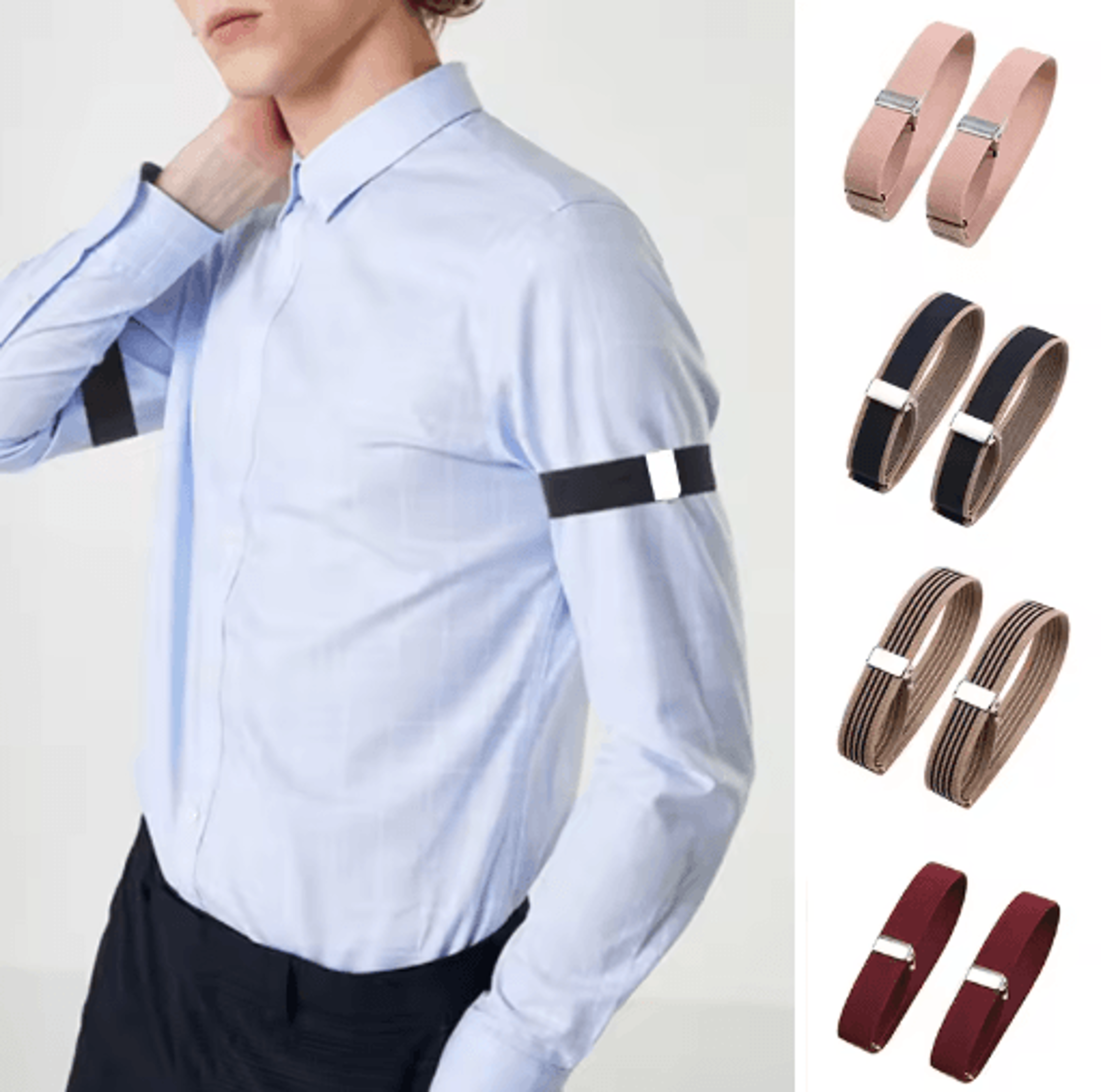 Mens And Womens Sleeve Garters Non Slip Elastic Arm Bands With Stripe Plaid Design 0