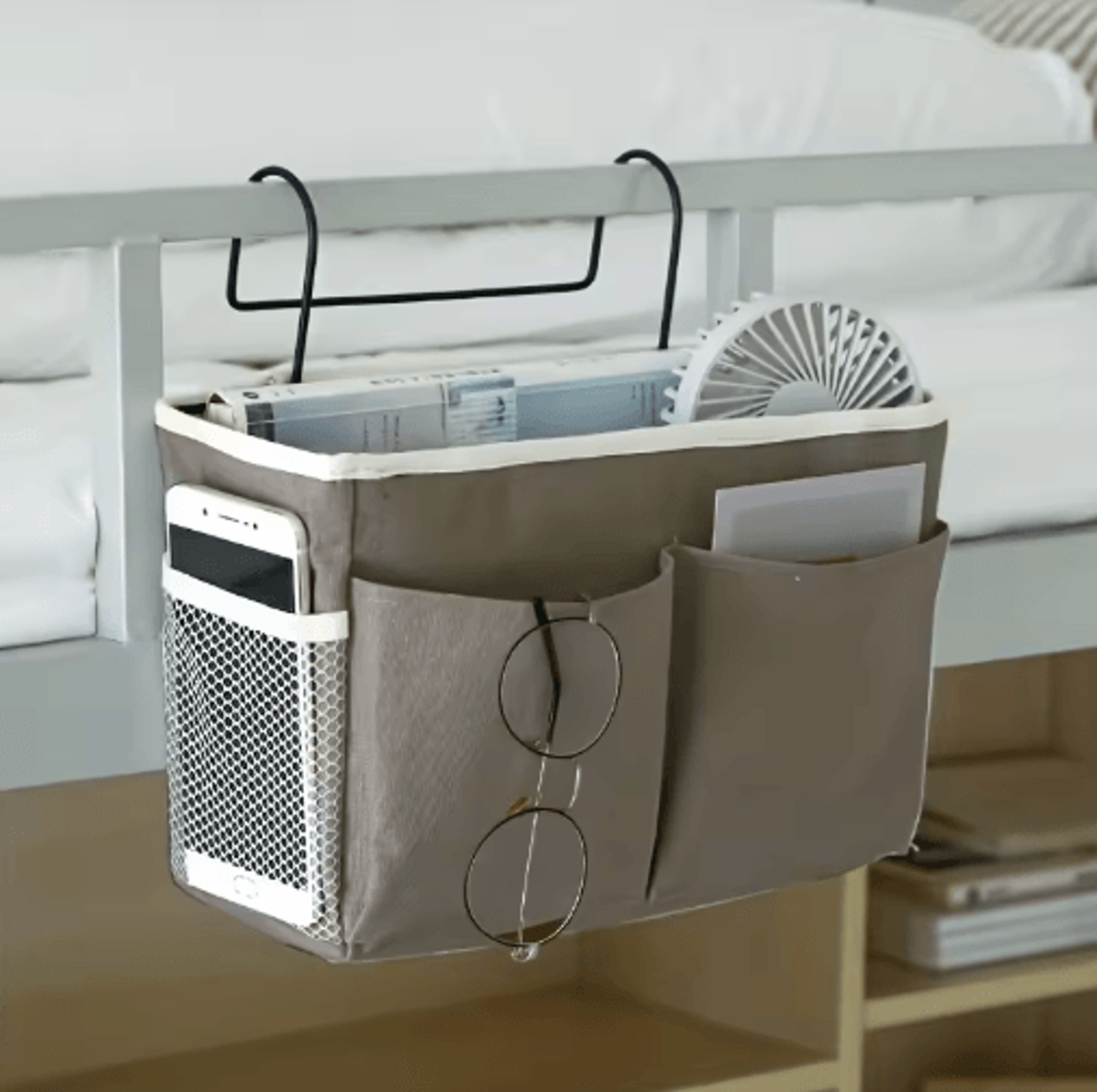 Dorm Bedside Hanging Storage Bag  Multifunctional Organizer With Pockets 4