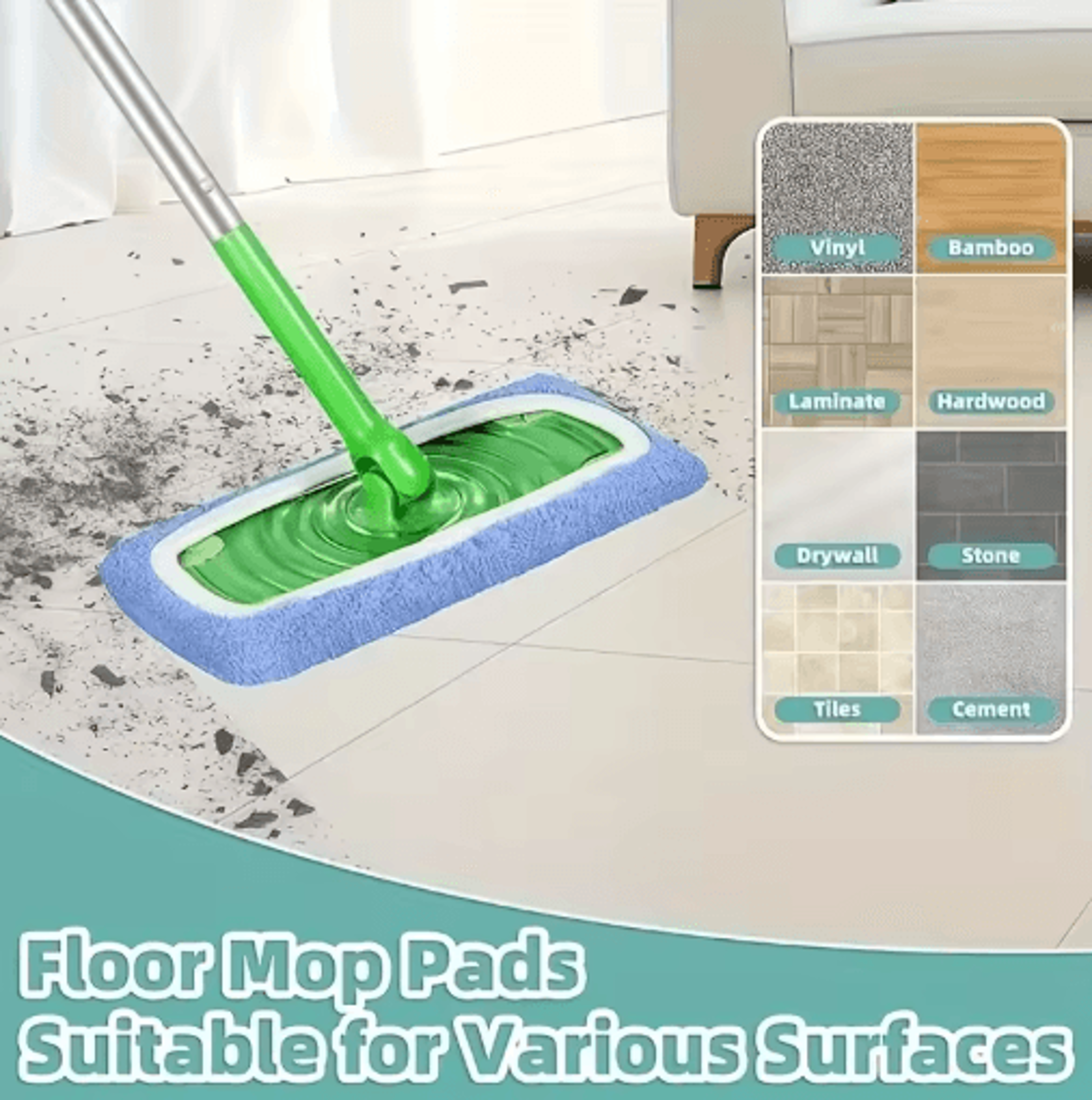 Reusable Microfiber Mop Pads  HighAbsorption Cleaning Pads 5pcs 5