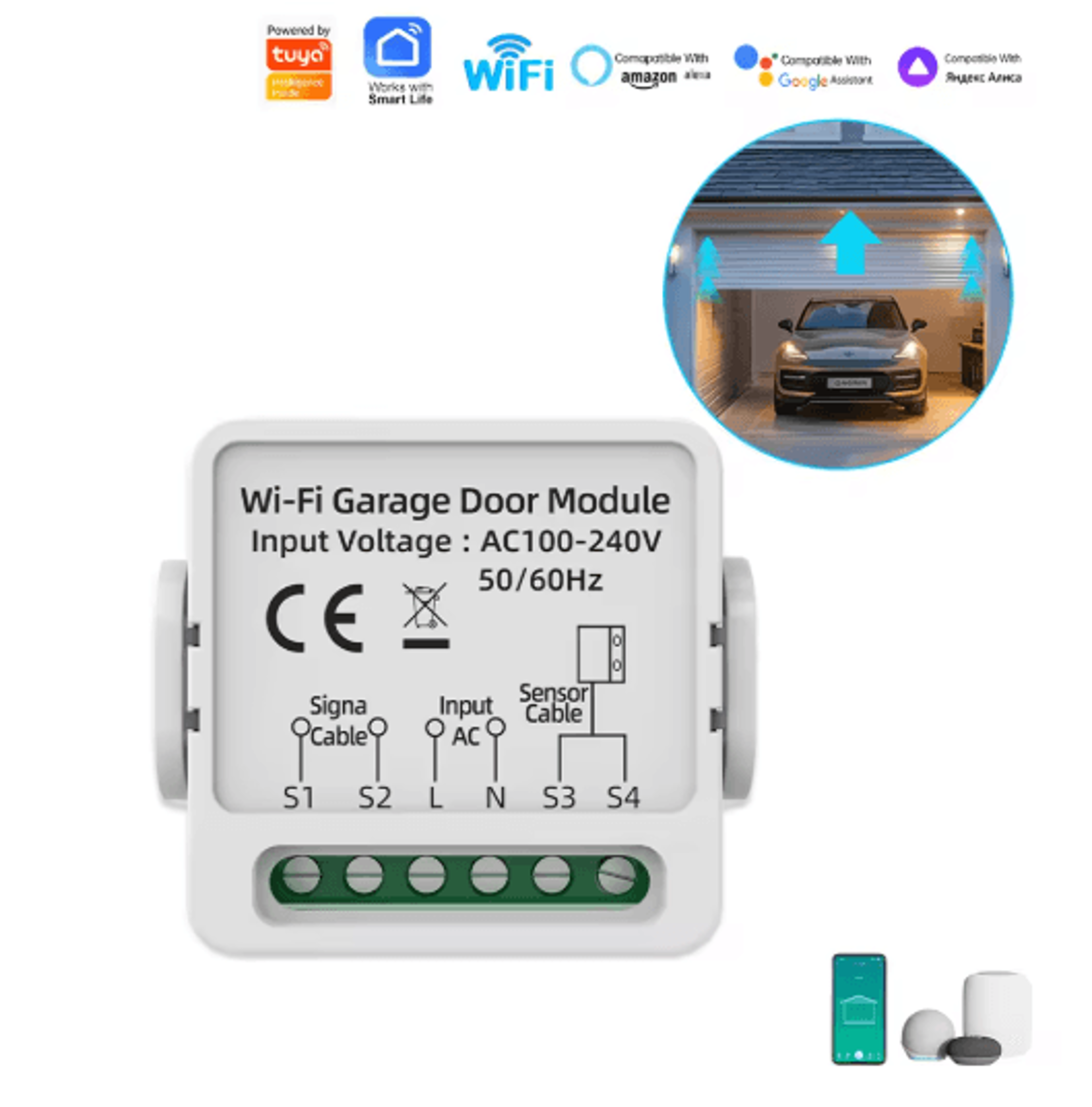WG01 Tuya Smart Life Garage Door Opener  Dry Contact Smart Switch With Voice Control 1
