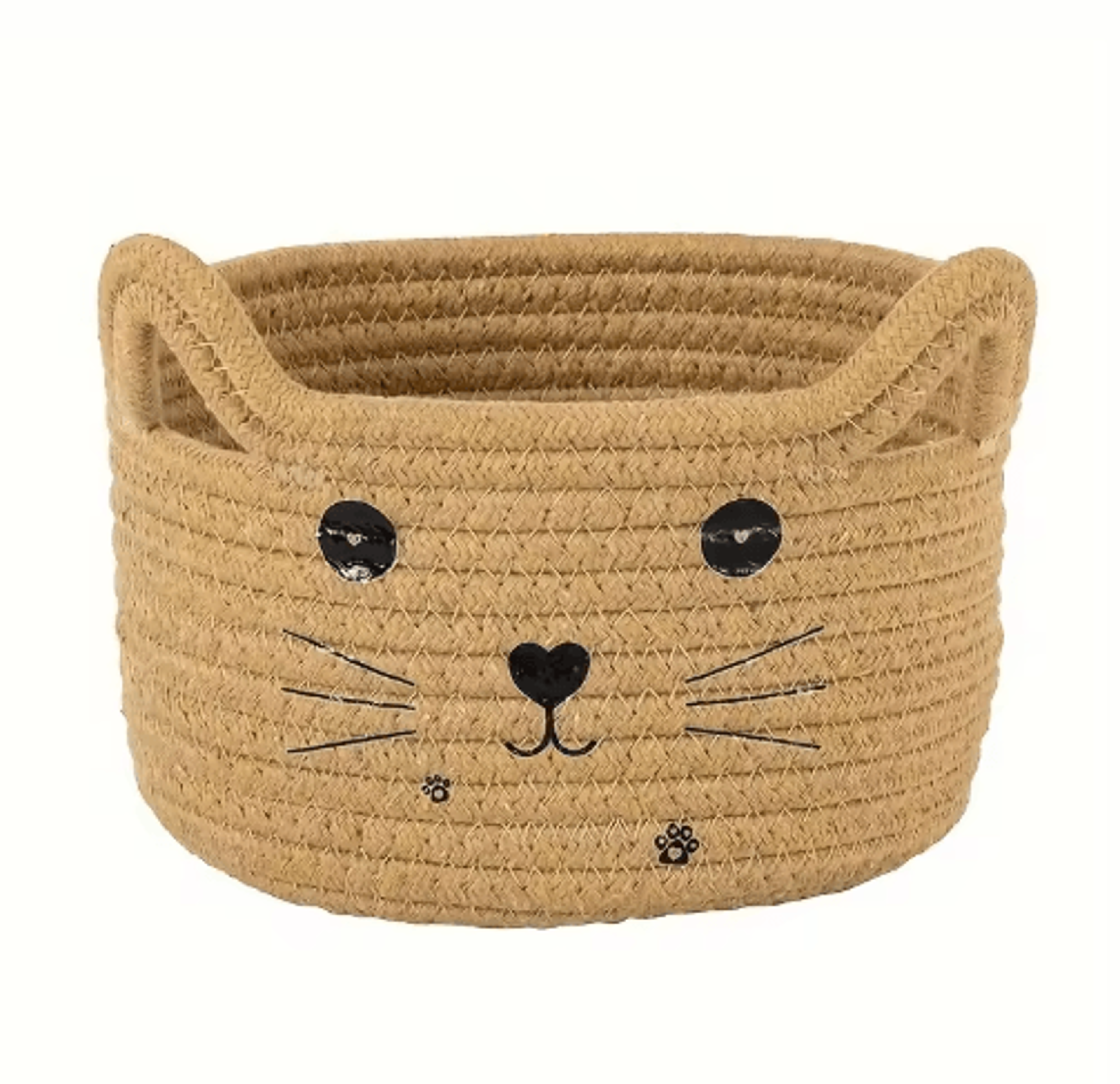 Cat Face Woven Cotton Storage Basket  Cute Home Organizer For Toys Clothes  Pet Supplies 8