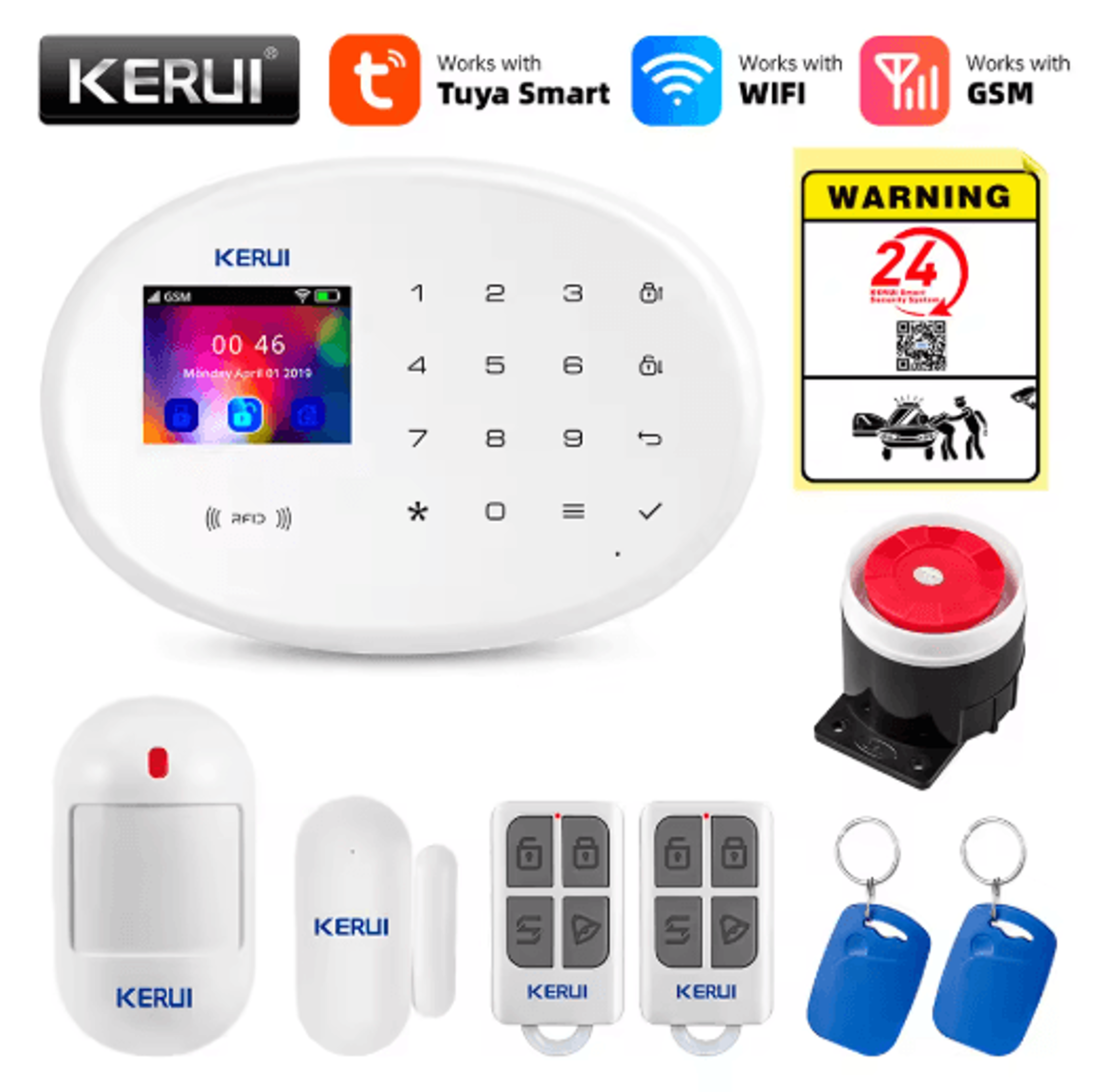 KERUI Smart Home Alarm System  WiFi  GSM 433MHz Wireless Security Kit 6