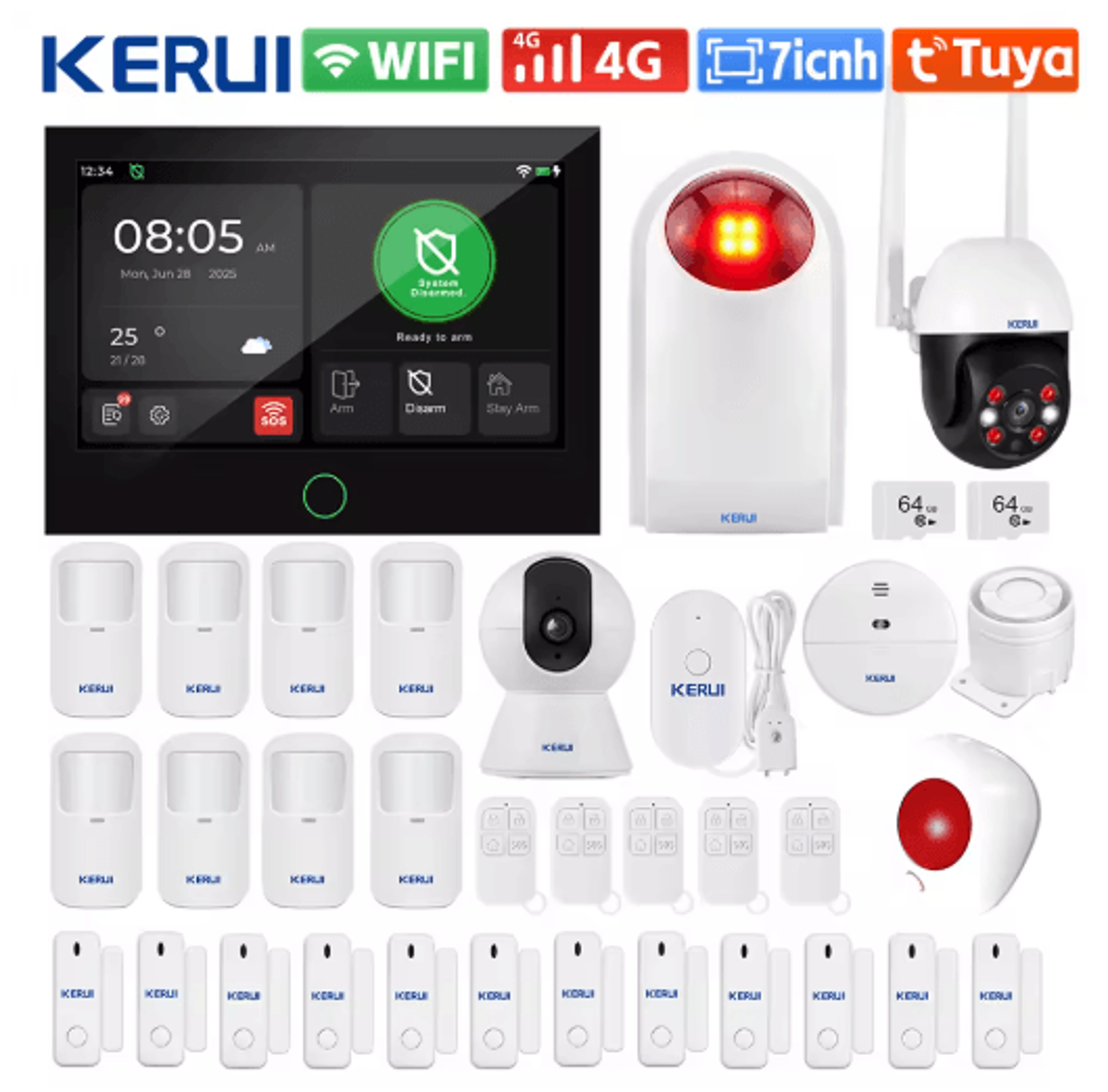 KERUI G70 Tuya Smart Home Alarm System  WiFi  4G With 7 Touchscreen Panel 5