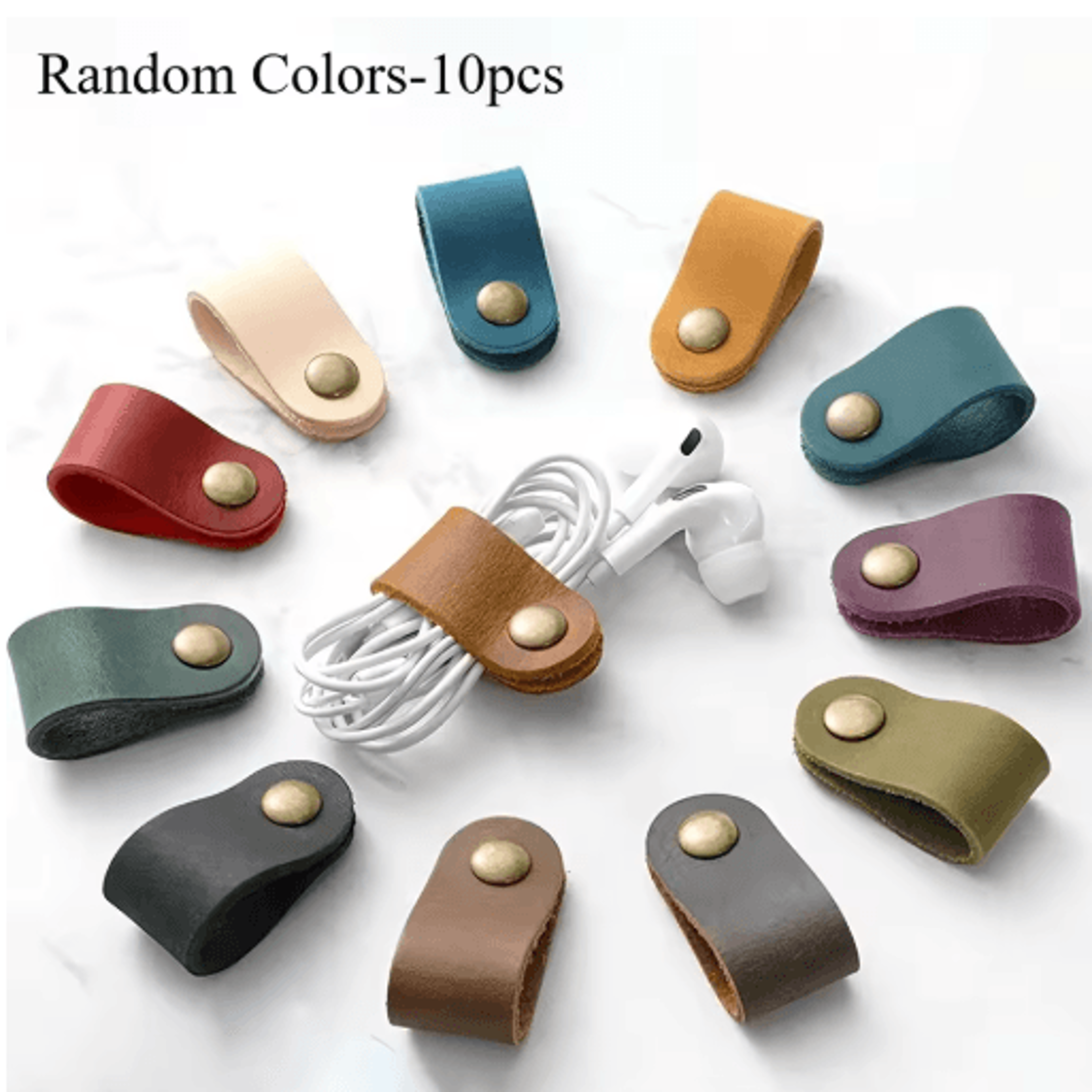 PU Leather Cable Organizer Straps  Reusable Cord Management Ties For Home Office  Travel 1