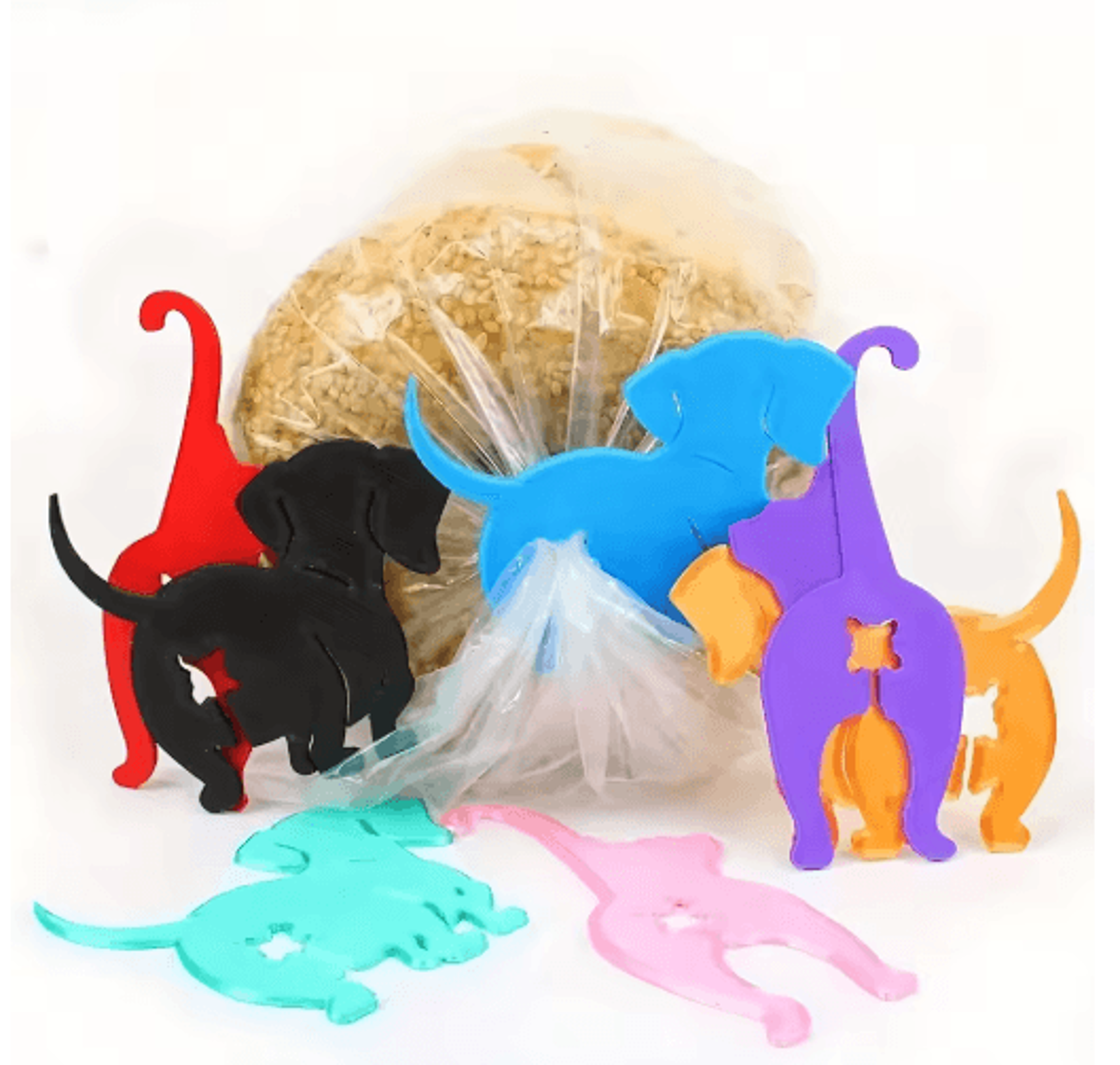 Cat  Dog Butt Bread Bag Clips 6Pack  Reusable Sealing Clips For Kitchen Storage 6