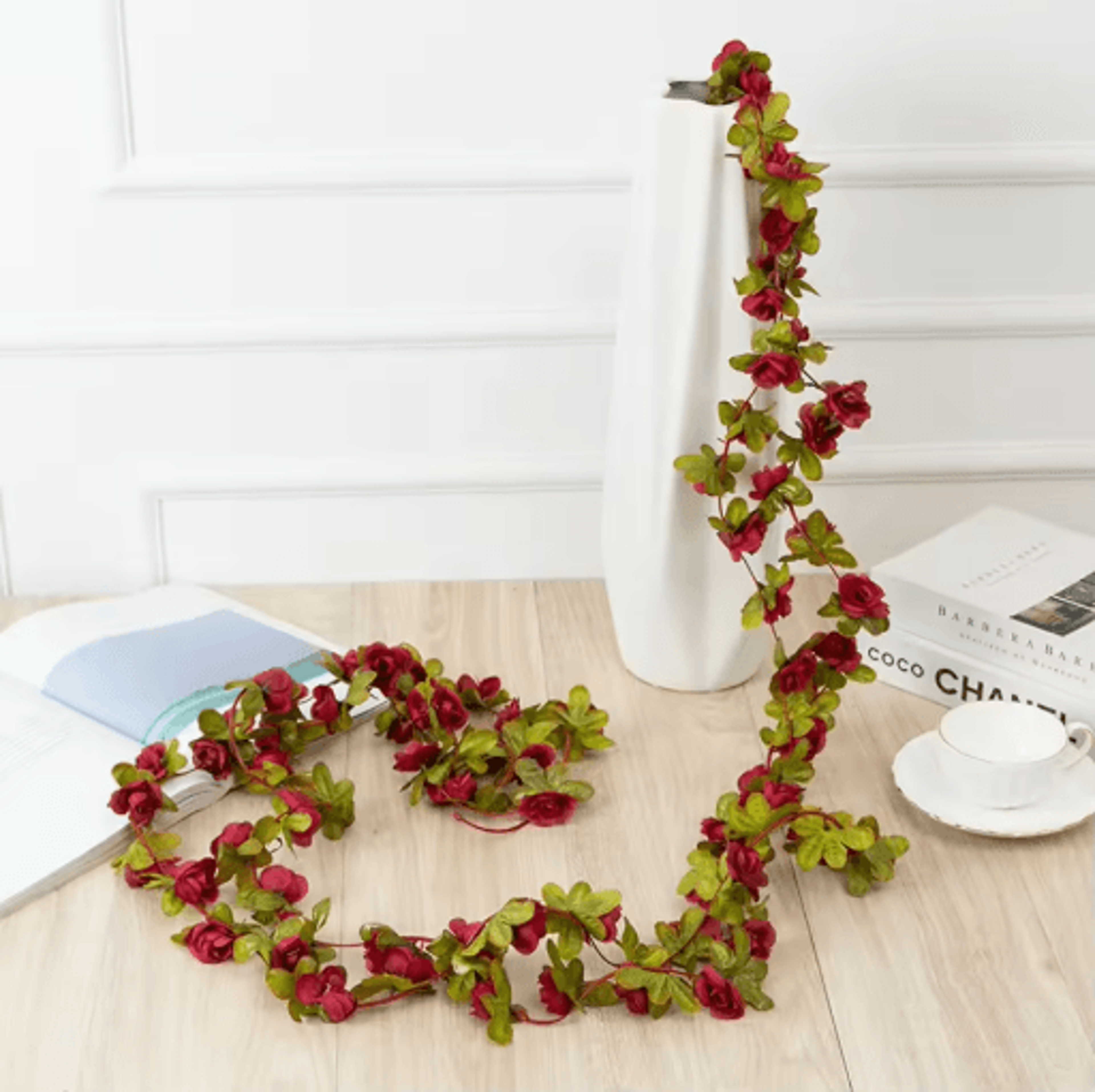 Artificial Rose Flower Vine 250cm Decorative Fake Floral Rattan For Home Wedding And Garden 2