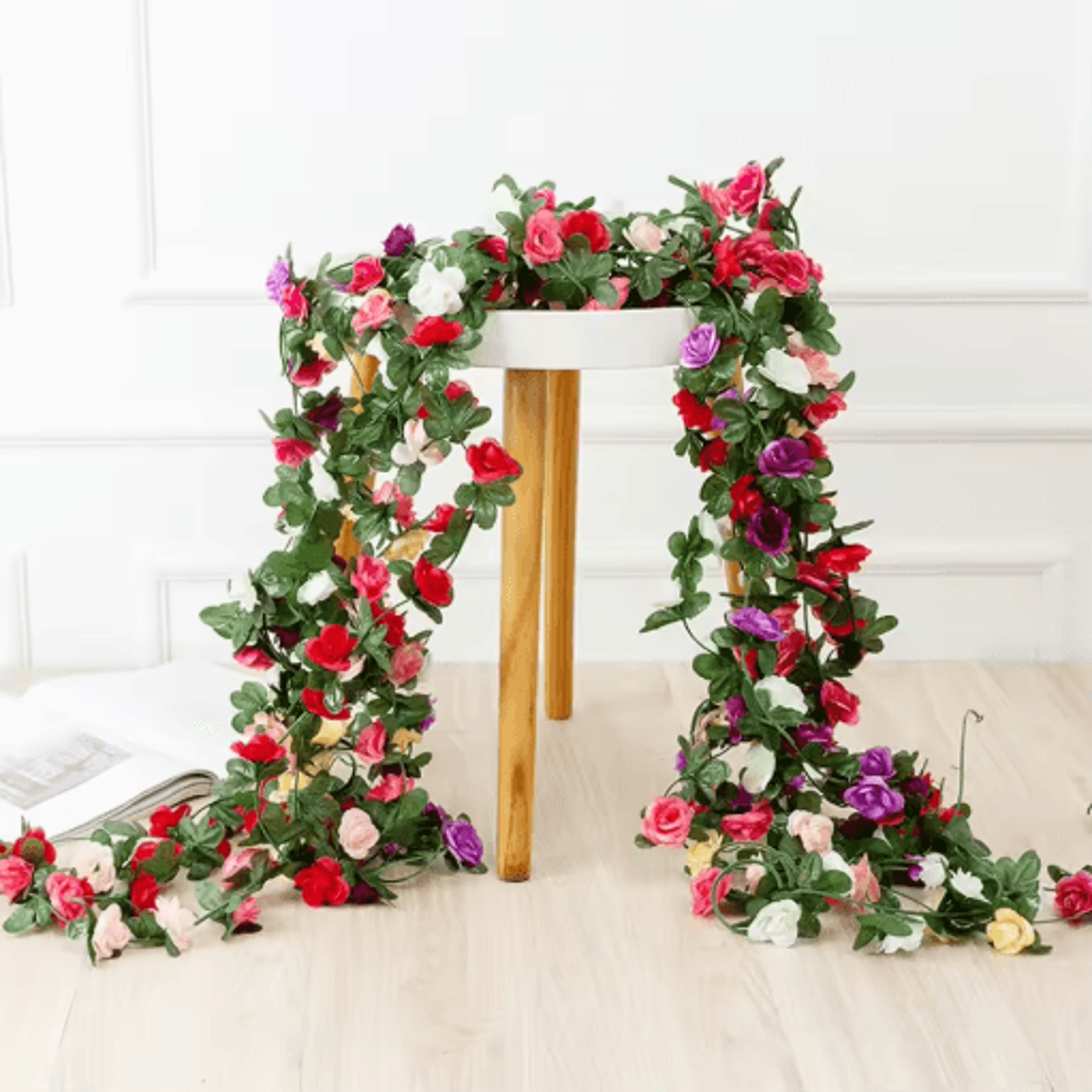 Artificial Rose Flower Vine 250cm Decorative Fake Floral Rattan For Home Wedding And Garden 11