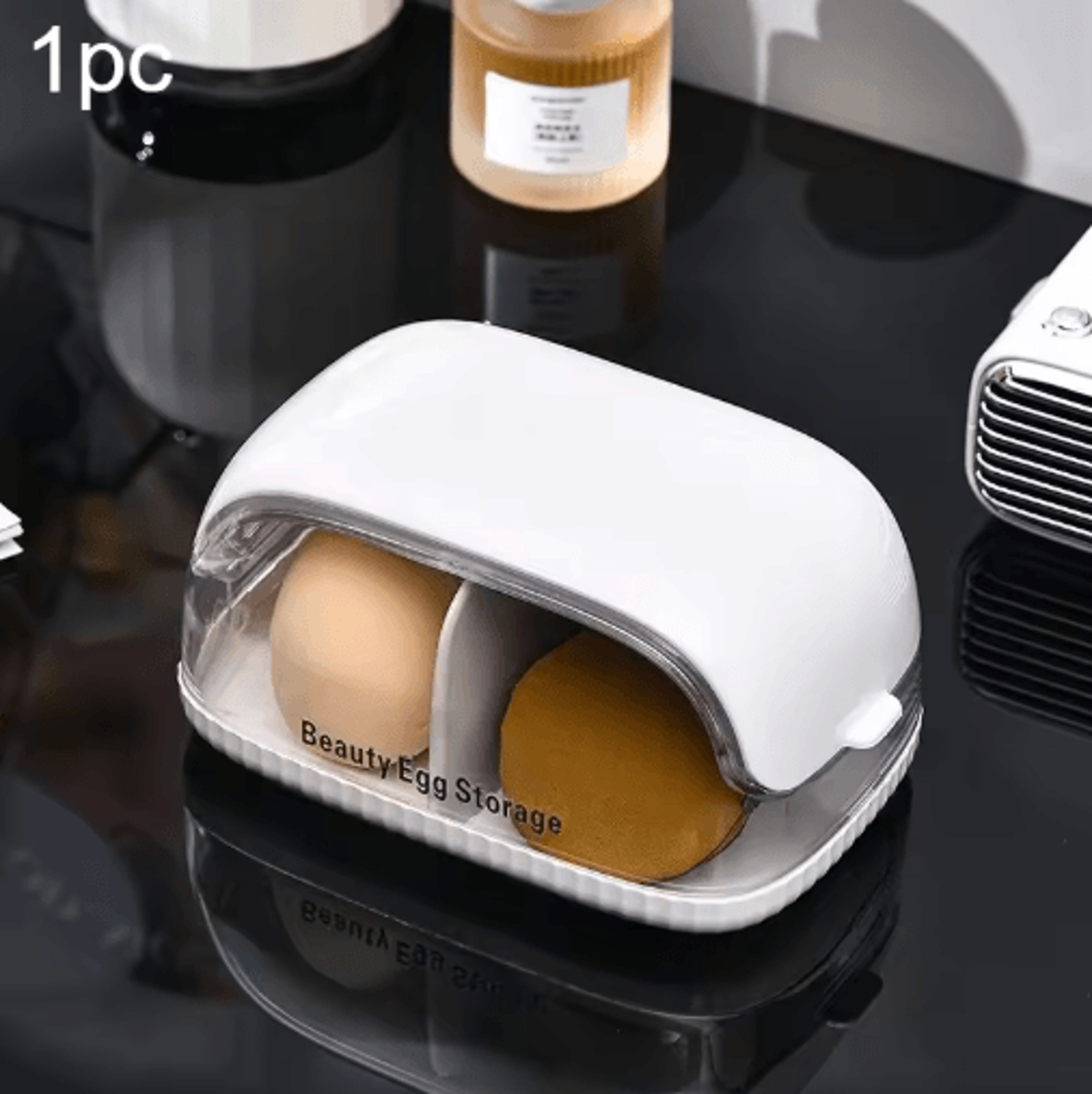 Transparent Makeup Sponge Holder  Dustproof Plastic Beauty Organizer With Lid 1