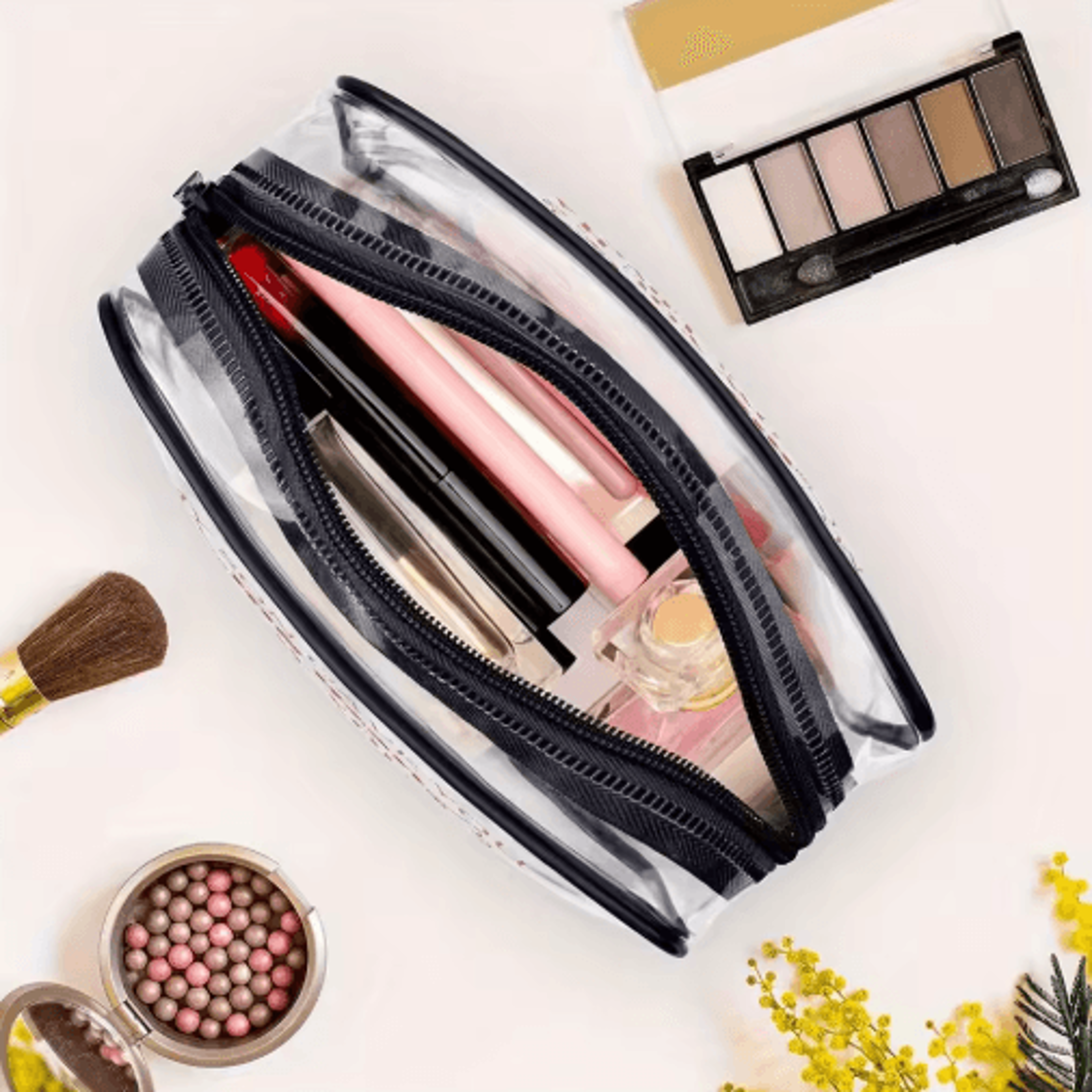 Clear PVC Travel Makeup Bag  Zippered Toiletry  Cosmetic Organizer Pouch 3